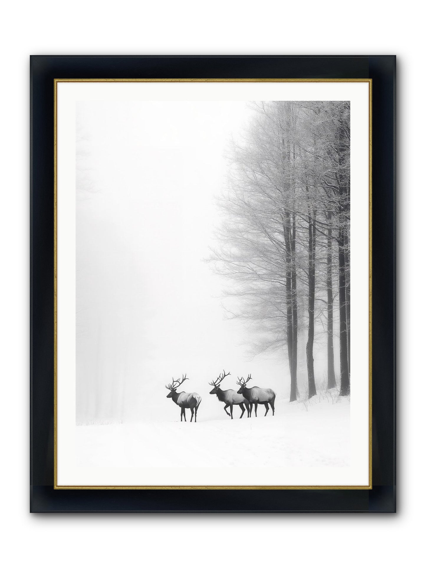 Winter's Grace Framed Print - Wide Black w/Gold 30x40