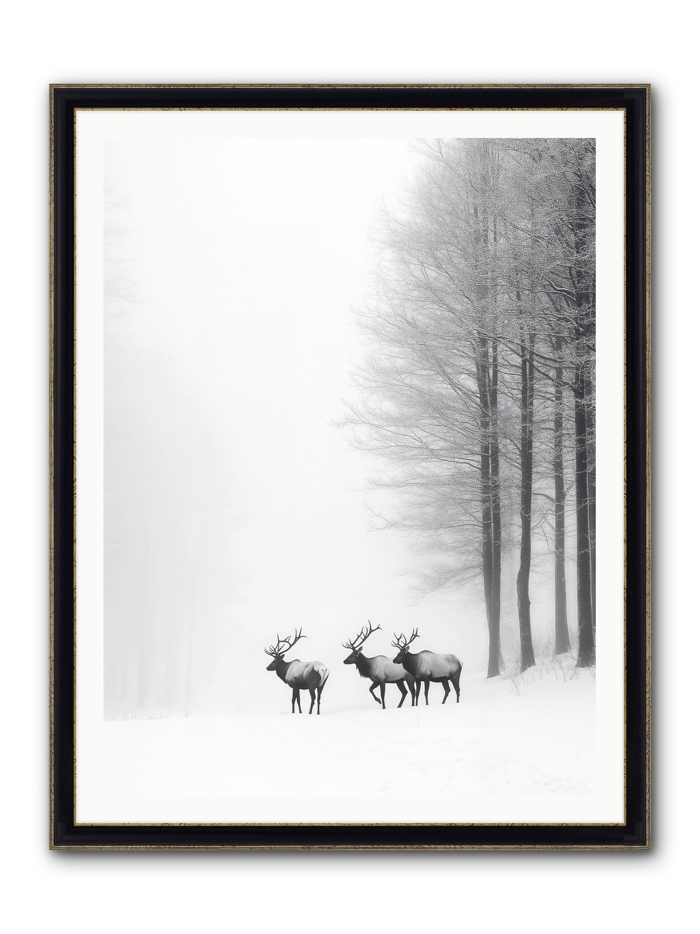 Winter's Grace Framed Print - Black & Gold 36x48