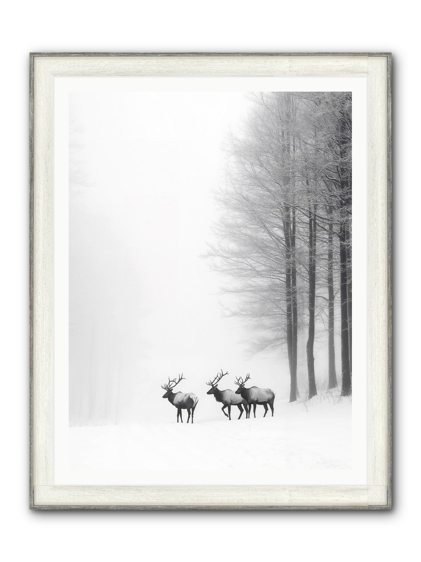 Winter's Grace Framed Print - Driftwood White 36x48