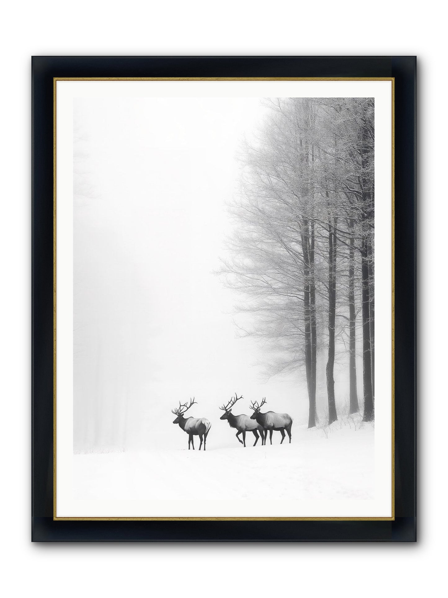 Winter's Grace Framed Print - Wide Black w/Gold 36x48