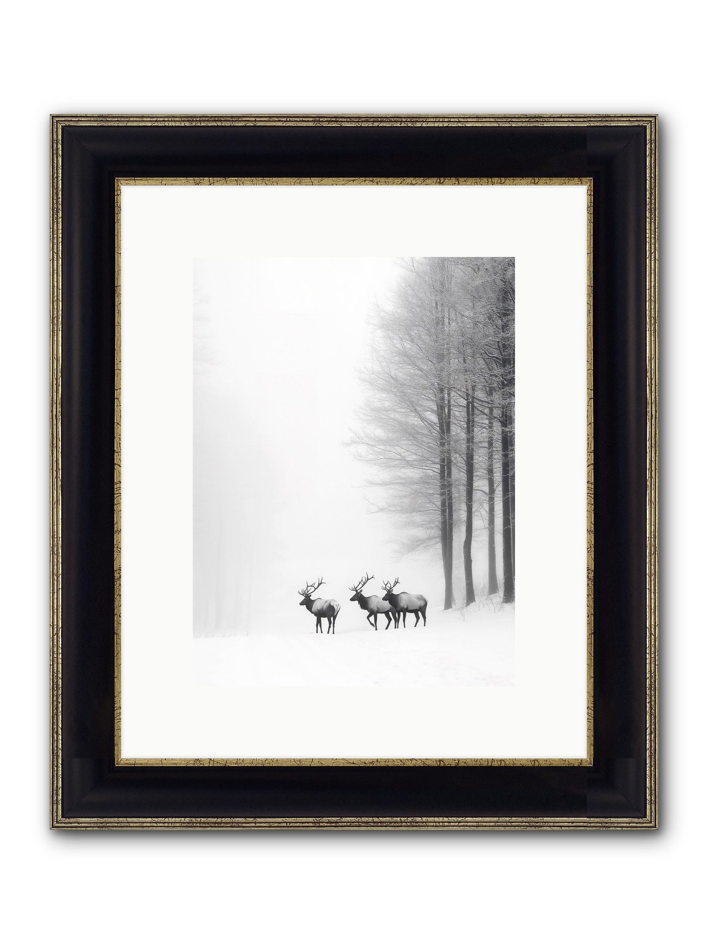 Winter's Grace Framed Print - Black & Gold 9x12