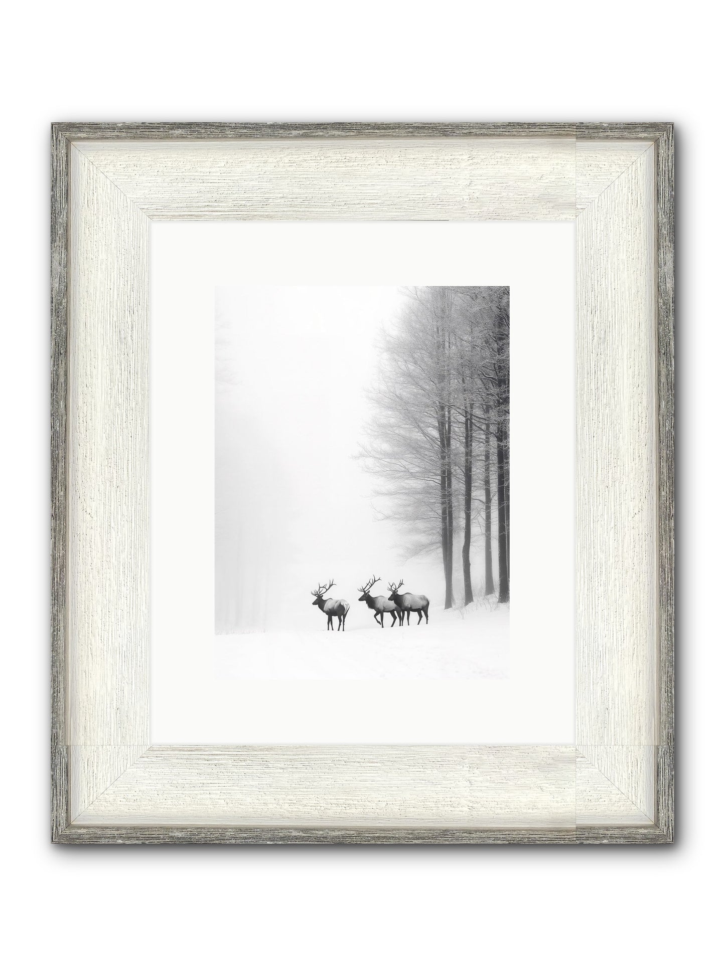Winter's Grace Framed Print - Driftwood White 9x12