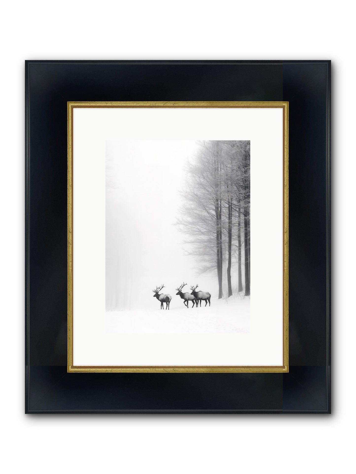 Winter's Grace Framed Print - Wide Black w/Gold 9x12
