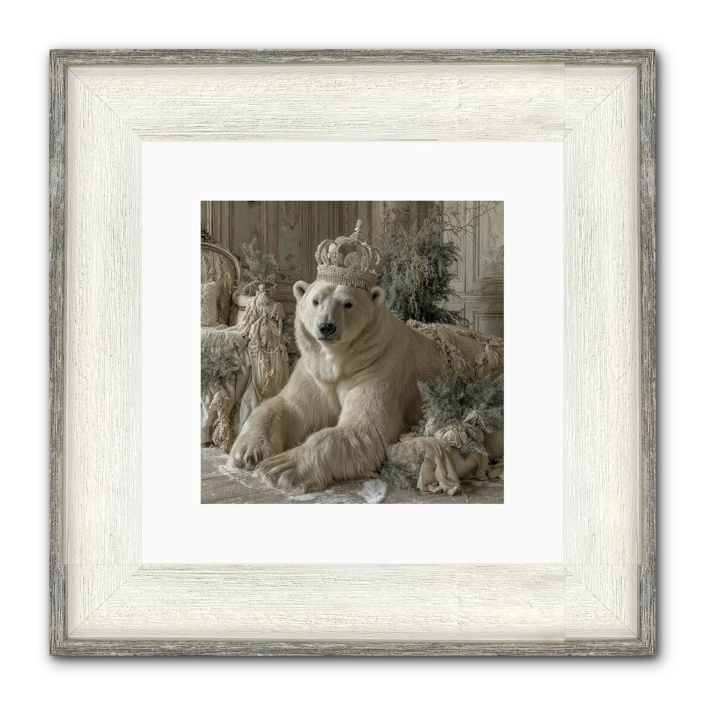 Winter's Hush Framed Print - Driftwood White 10x10