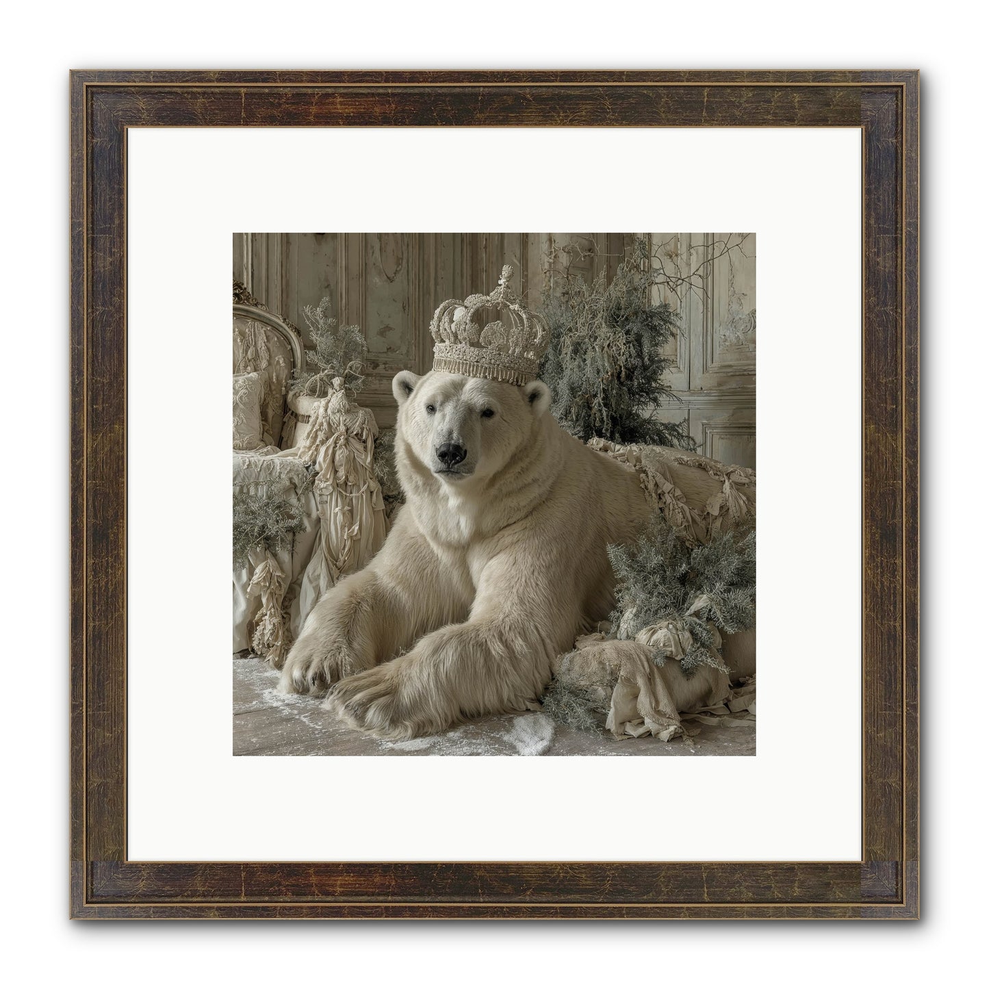Winter's Hush Framed Print - Slimwoods Black/Gold 10x10