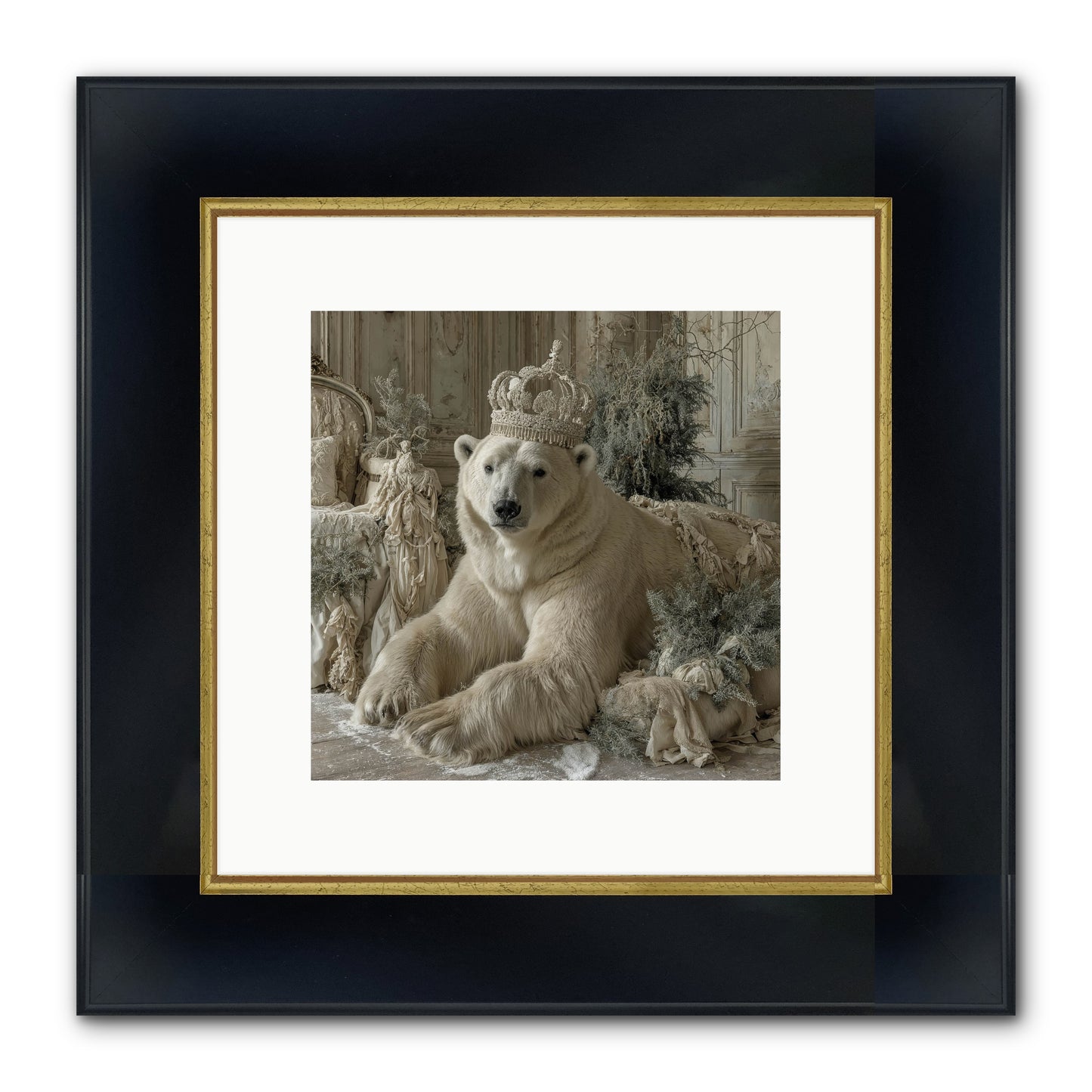 Winter's Hush Framed Print - Wide Black w/Gold 10x10