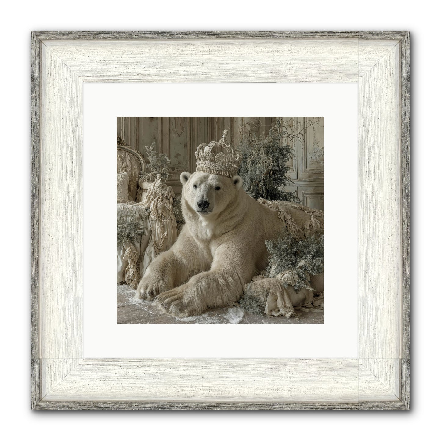 Winter's Hush Framed Print - Driftwood White 12x12