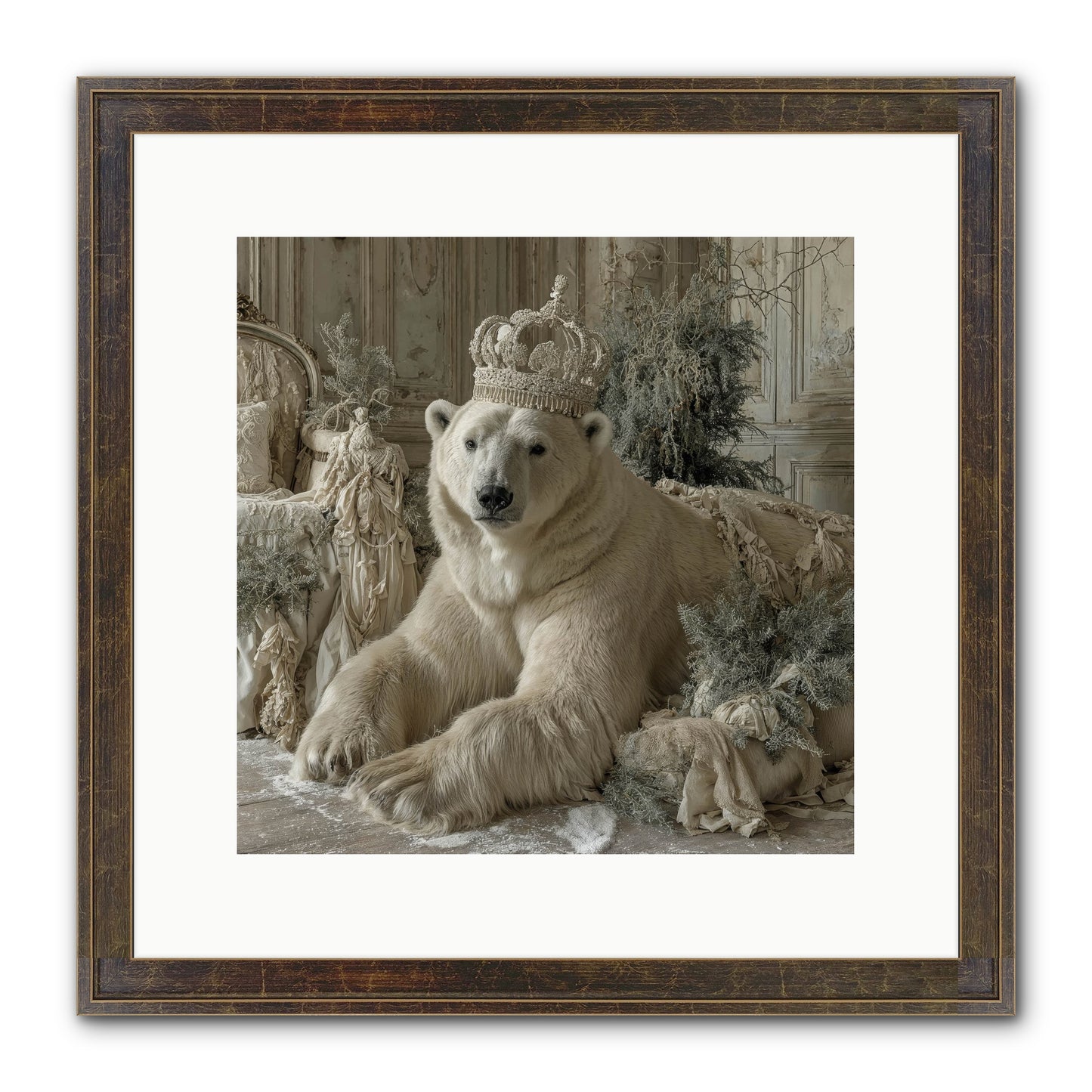 Winter's Hush Framed Print - Slimwoods Black/Gold 12x12