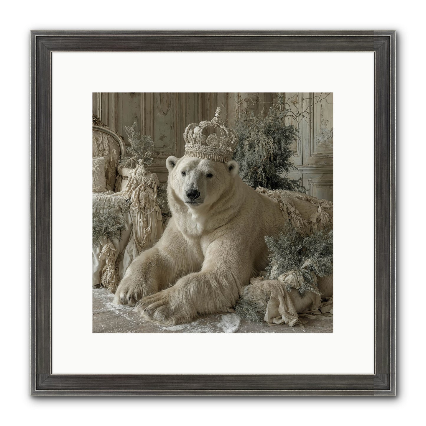 Winter's Hush Framed Print - Slimwoods Black/Silver 12x12