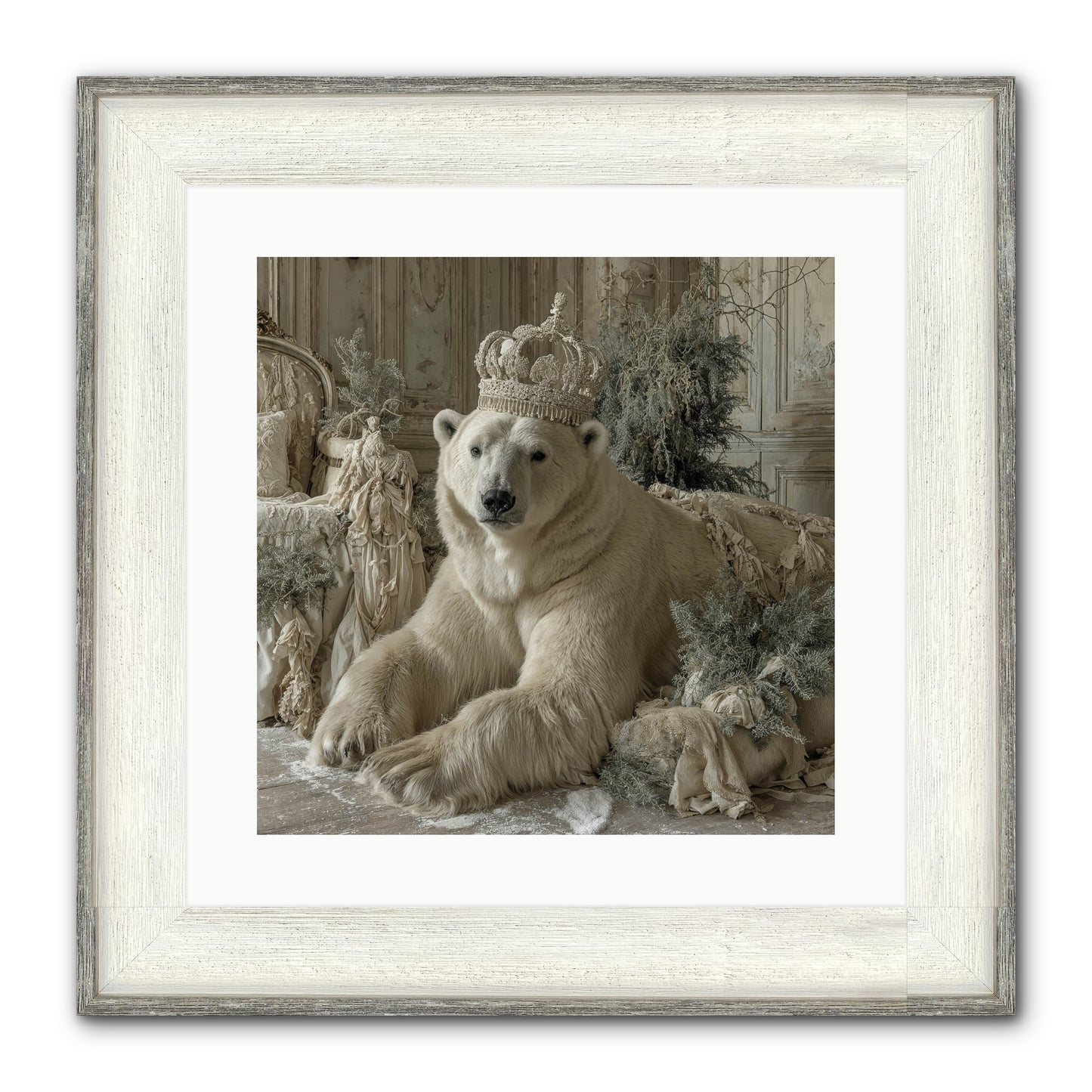 Winter's Hush Framed Print - Driftwood White 16x16