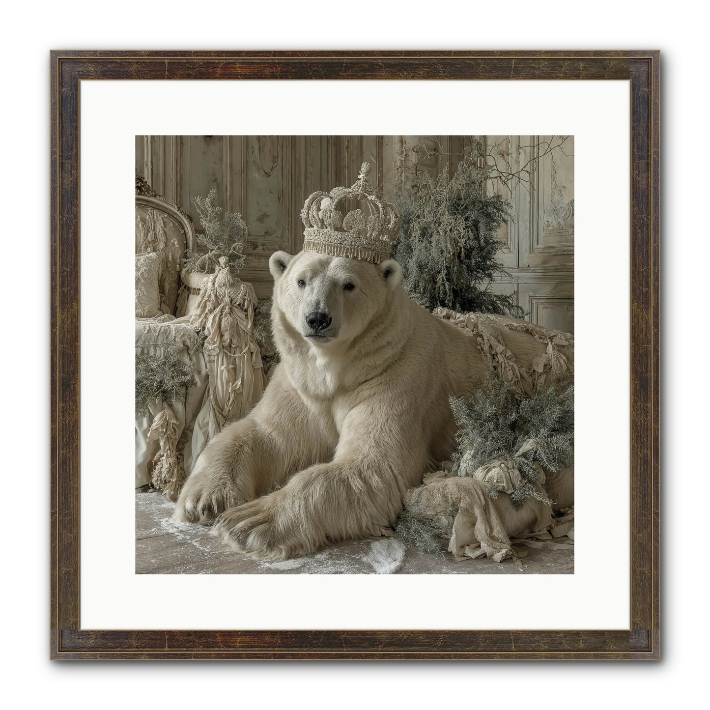Winter's Hush Framed Print - Slimwoods Black/Gold 16x16