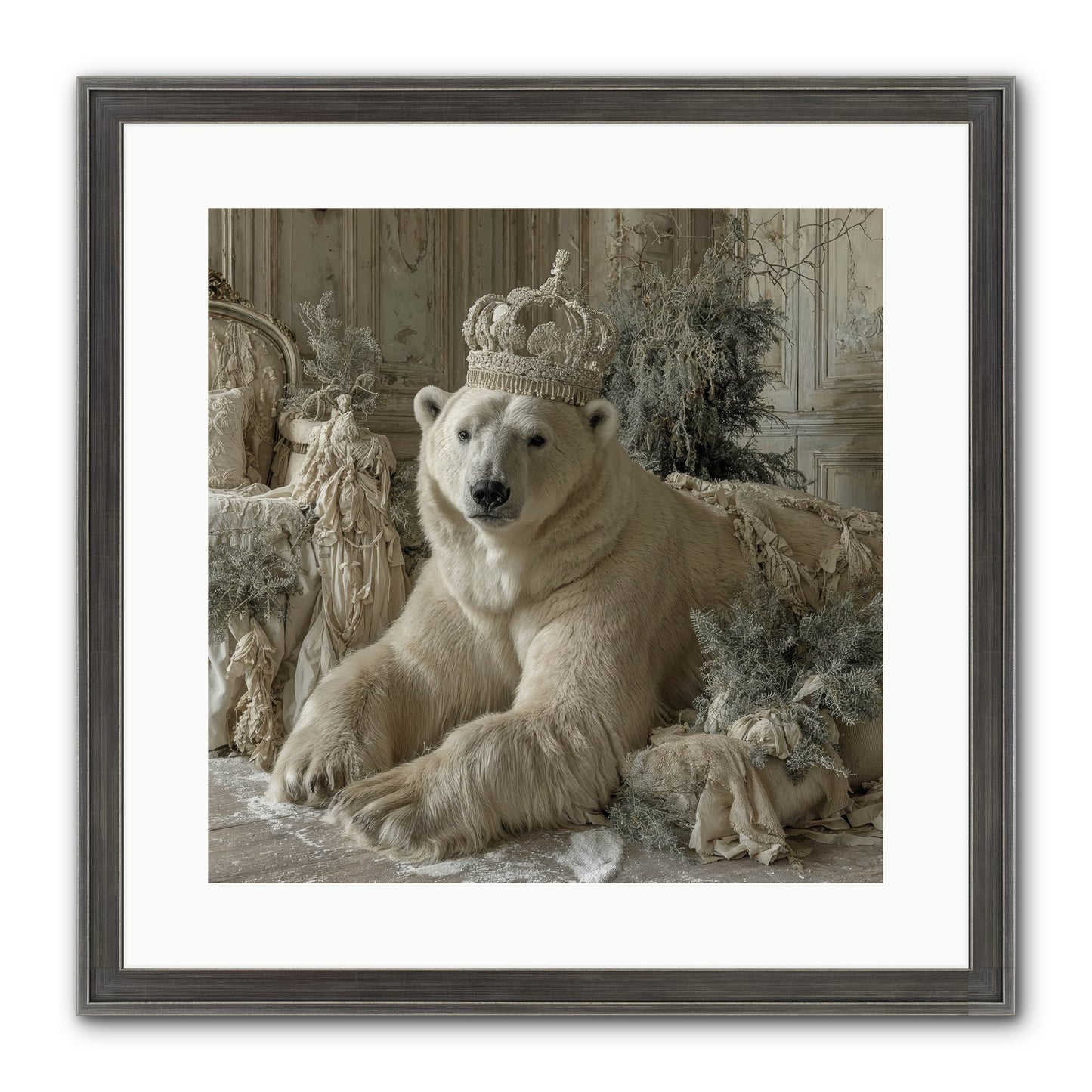 Winter's Hush Framed Print - Slimwoods Black/Silver 16x16