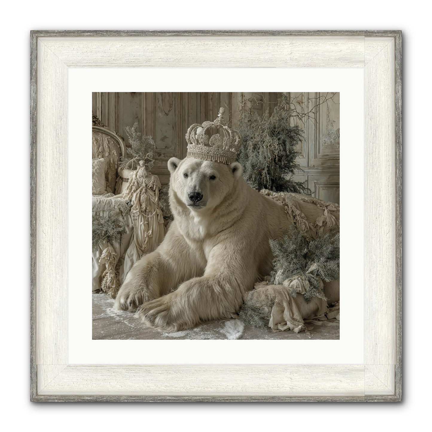 Winter's Hush Framed Print - Driftwood White 20x20
