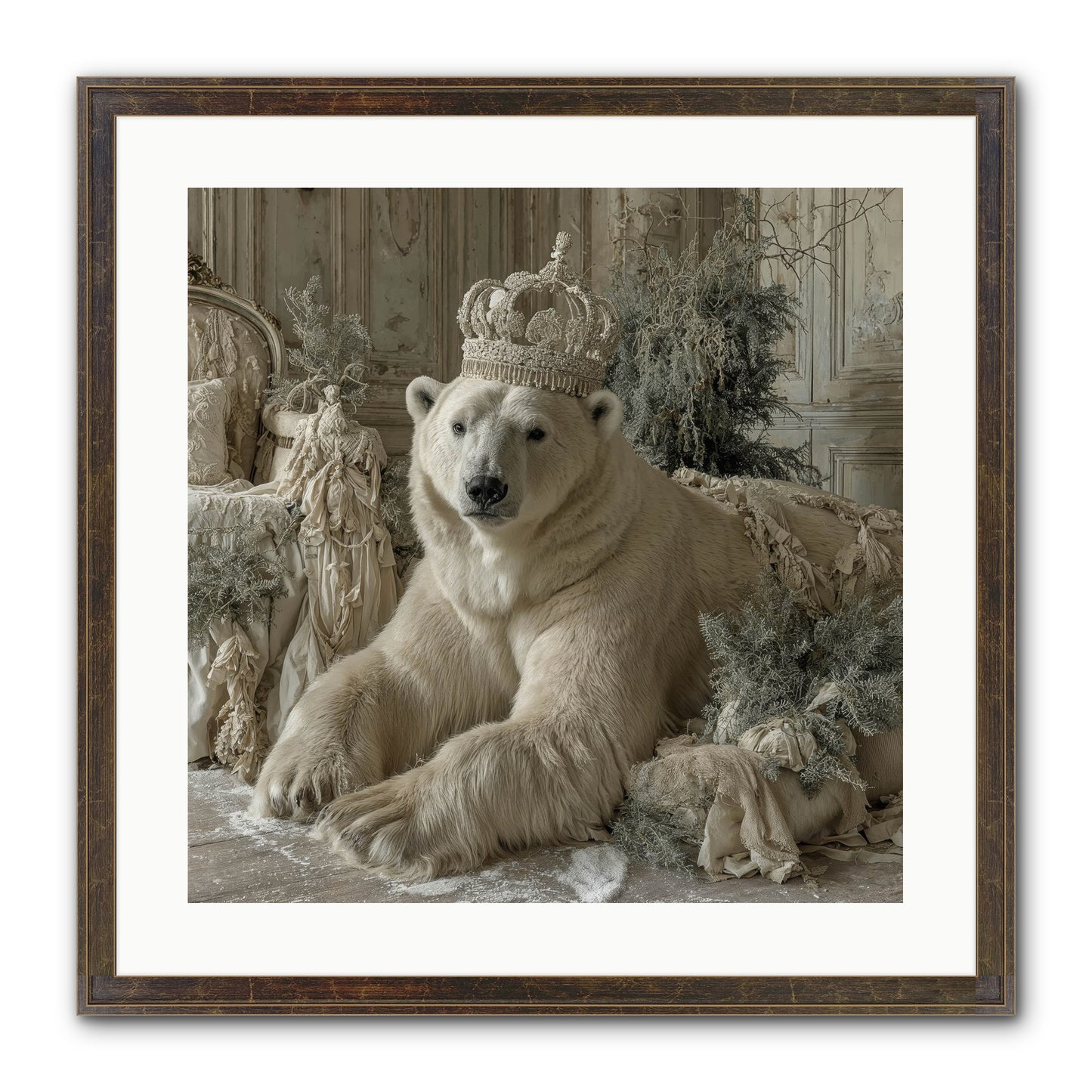 Winter's Hush Framed Print - Slimwoods Black/Gold 20x20
