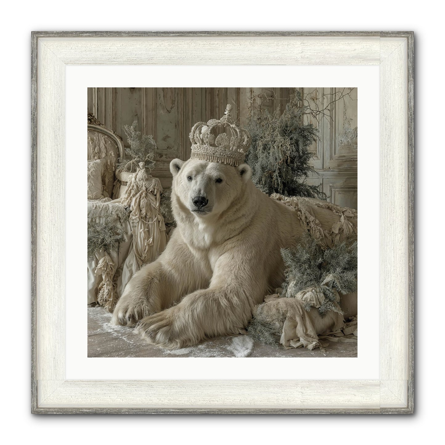 Winter's Hush Framed Print - Driftwood White 24x24
