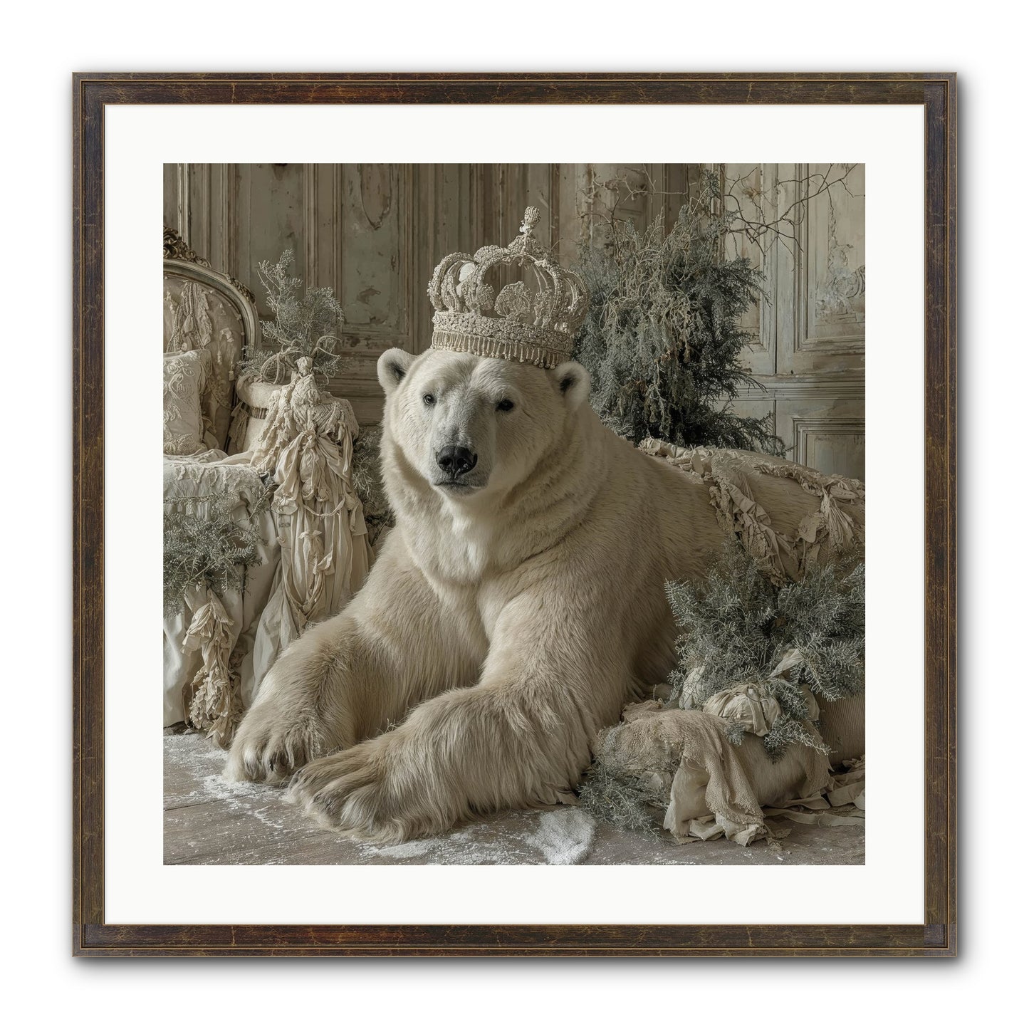 Winter's Hush Framed Print - Slimwoods Black/Gold 24x24