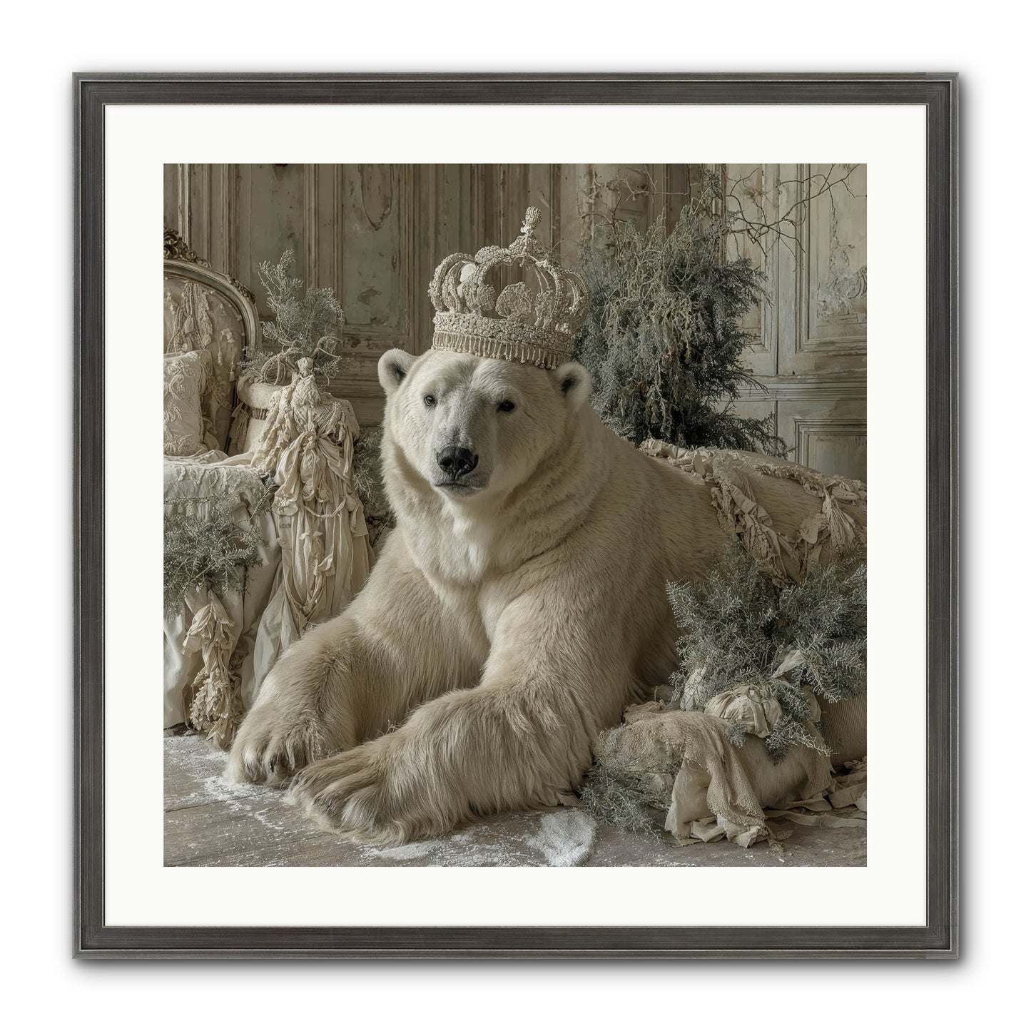 Winter's Hush Framed Print - Slimwoods Black/Silver 24x24