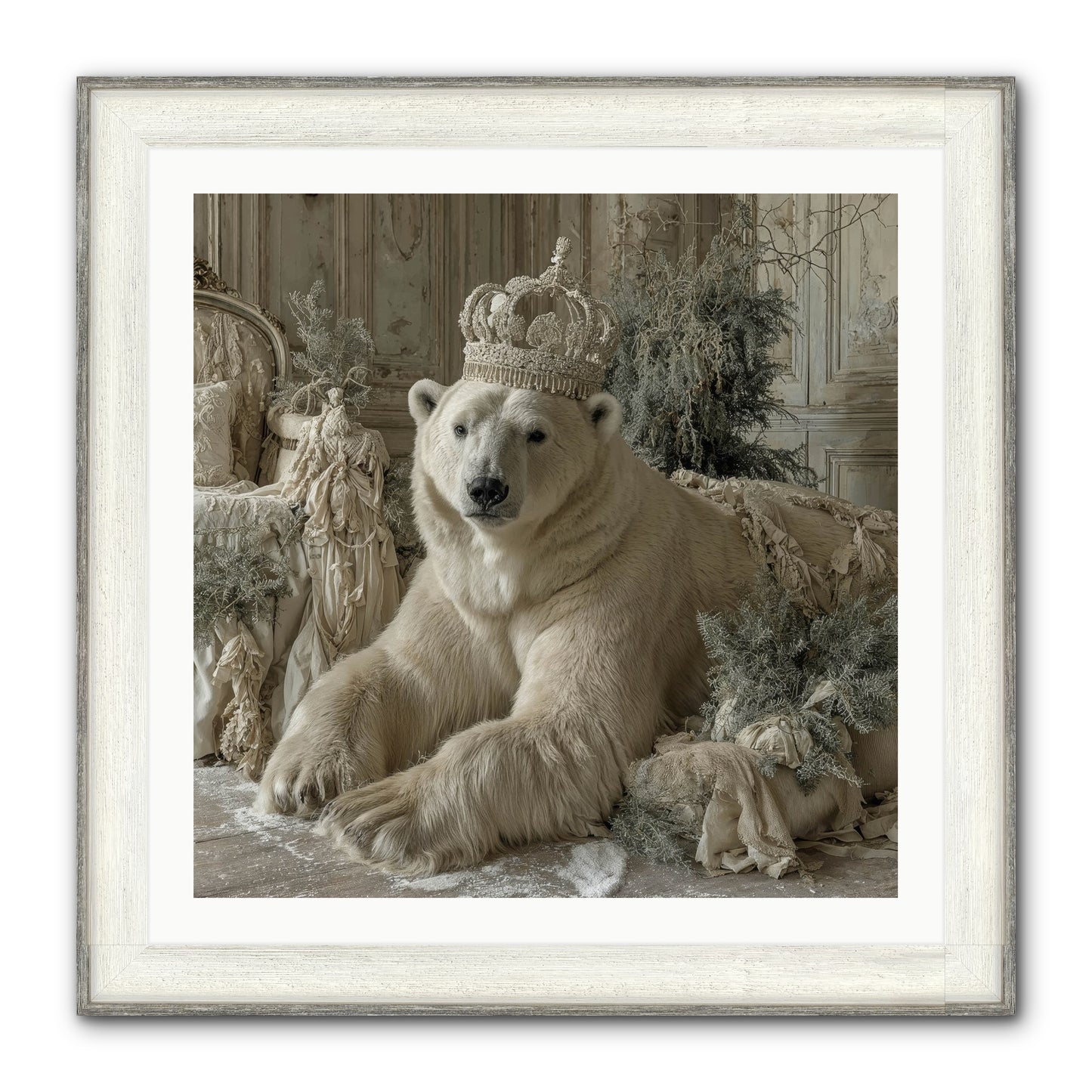 Winter's Hush Framed Print - Driftwood White 30x30