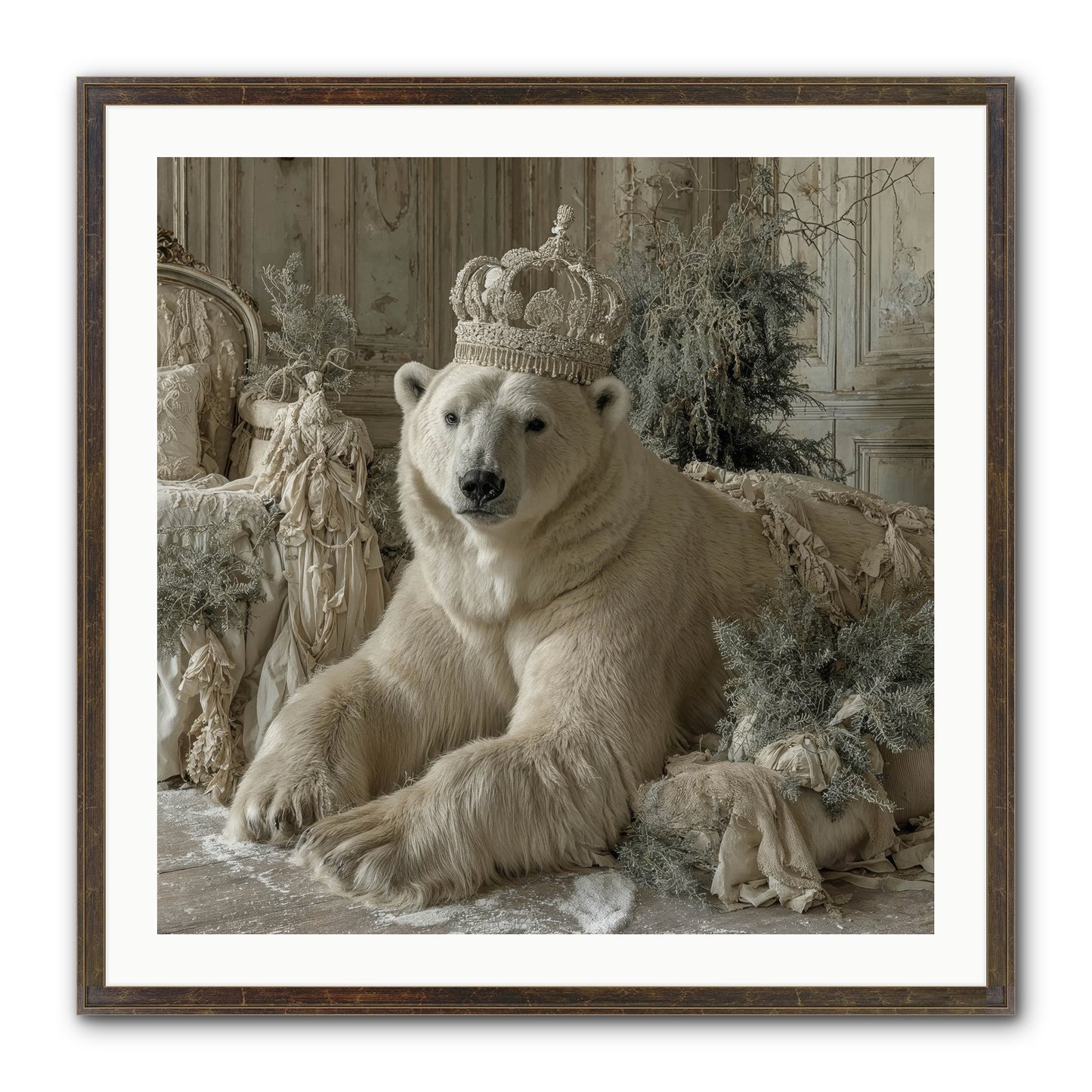 Winter's Hush Framed Print - Slimwoods Black/Gold 30x30