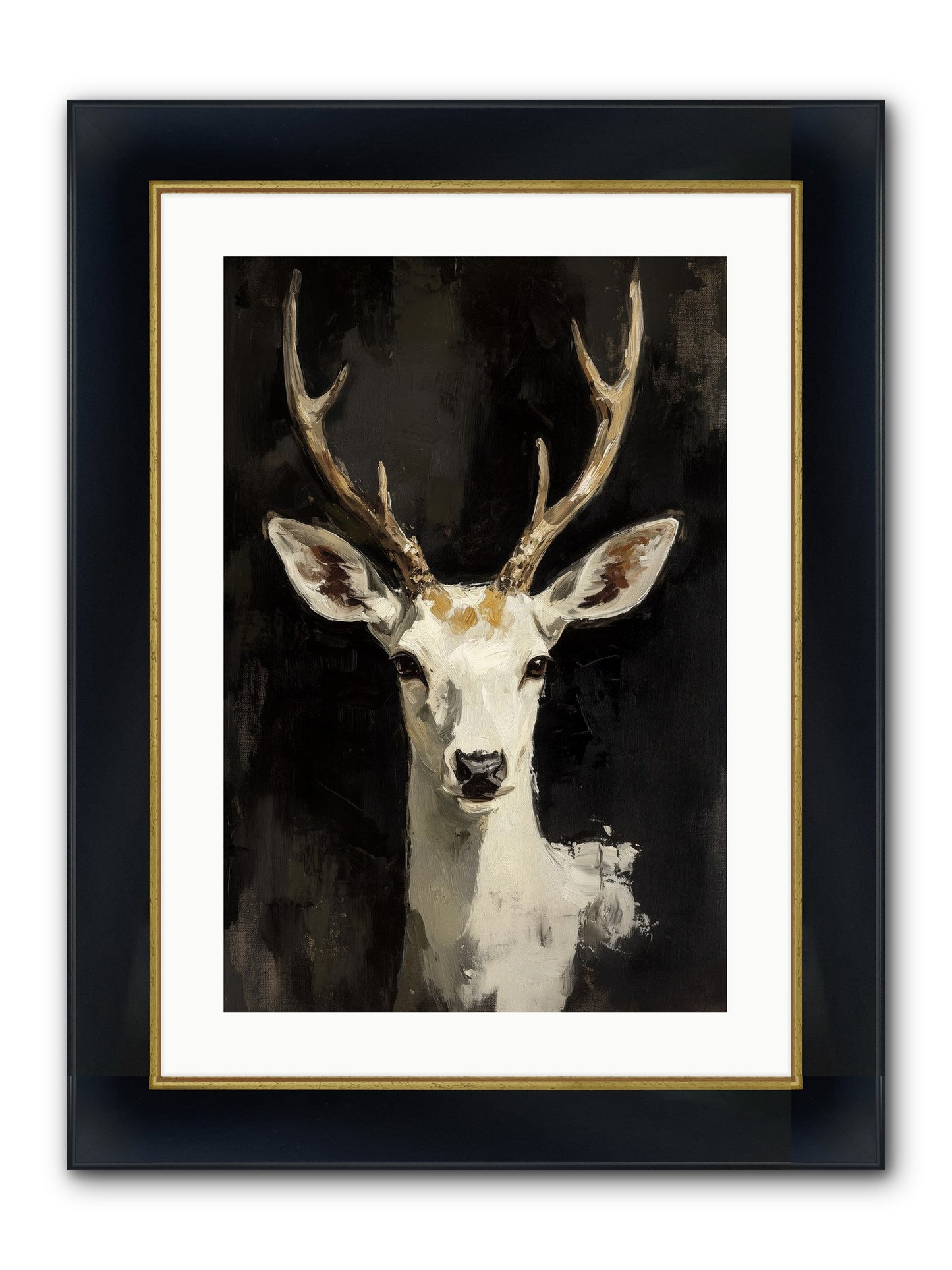 Winter's Whisper Framed Print - Wide Black w/Gold 16x24