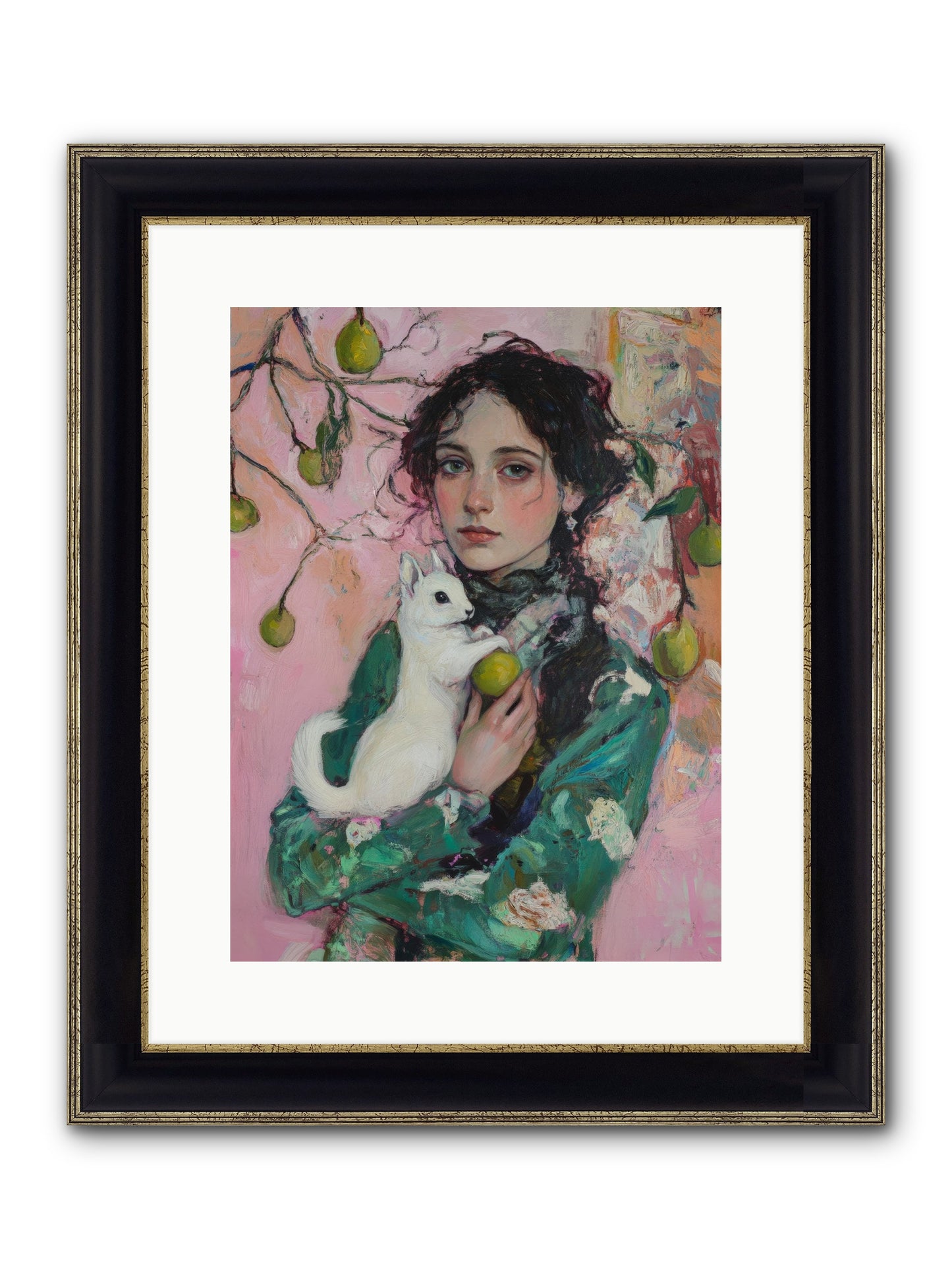 Winter Squirrel Keeper Framed Print - Black & Gold 12x16