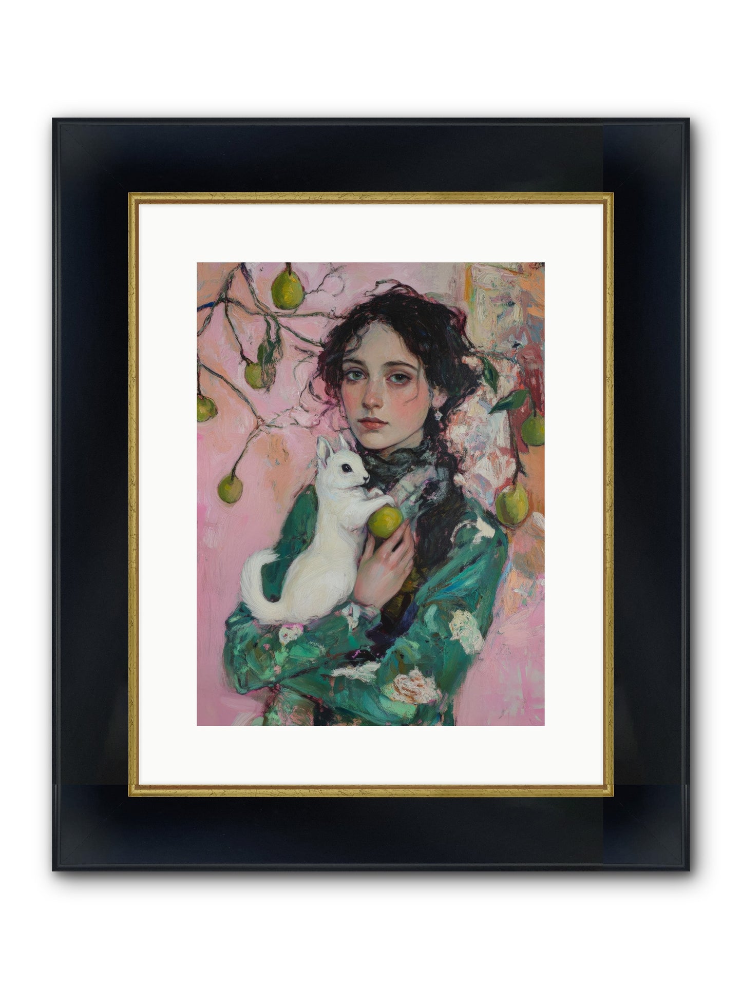 Winter Squirrel Keeper Framed Print - Wide Black w/Gold 12x16