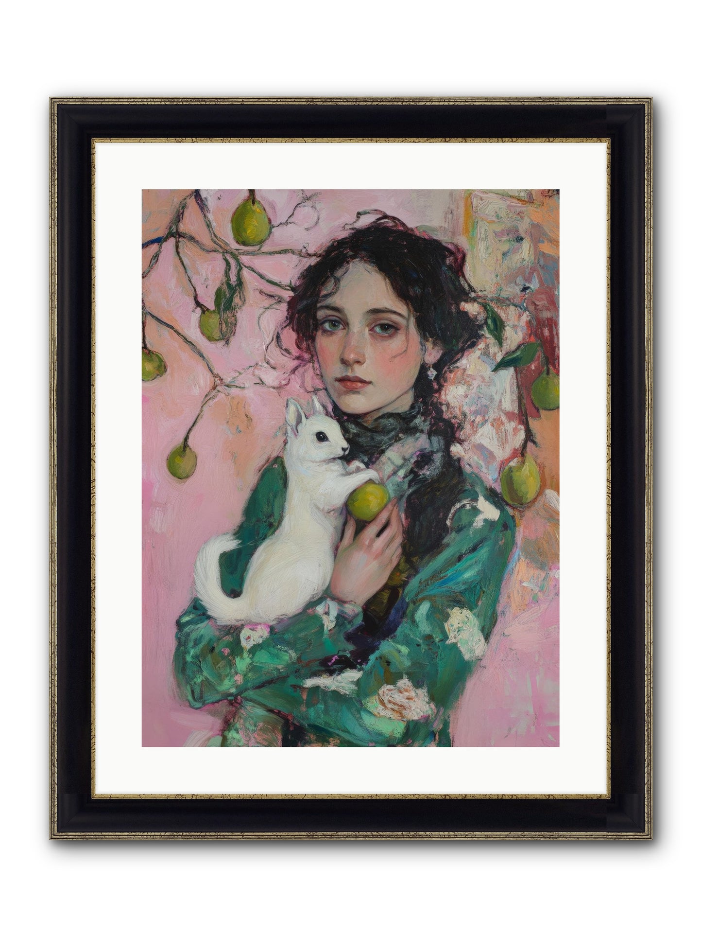 Winter Squirrel Keeper Framed Print - Black & Gold 18x24