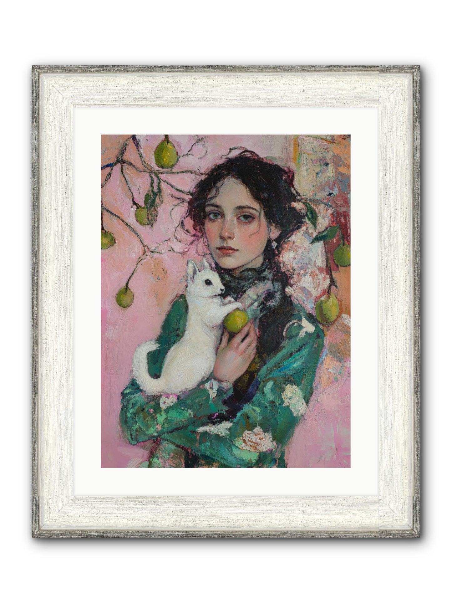 Winter Squirrel Keeper Framed Print - Driftwood White 18x24