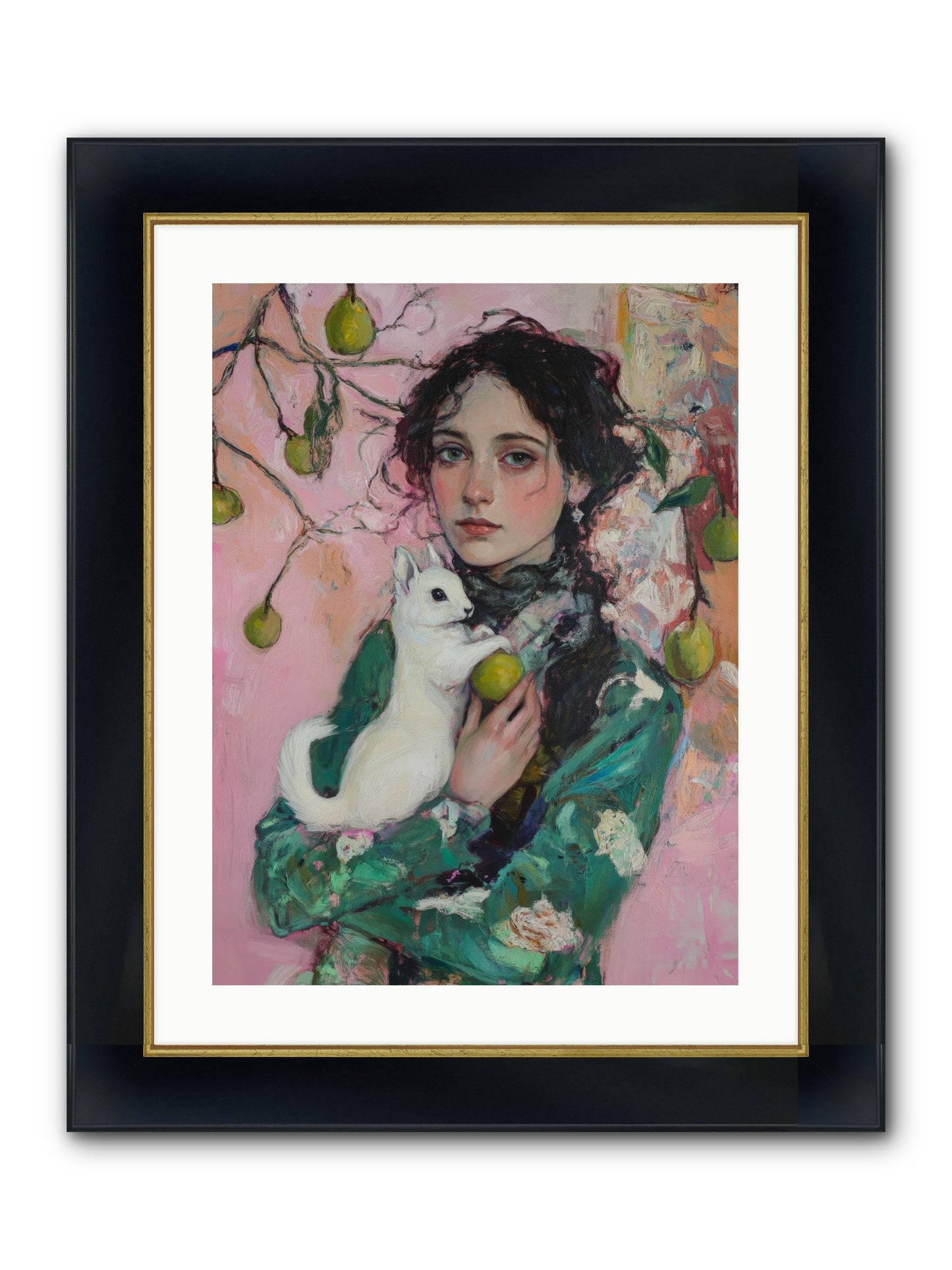 Winter Squirrel Keeper Framed Print - Wide Black w/Gold 18x24