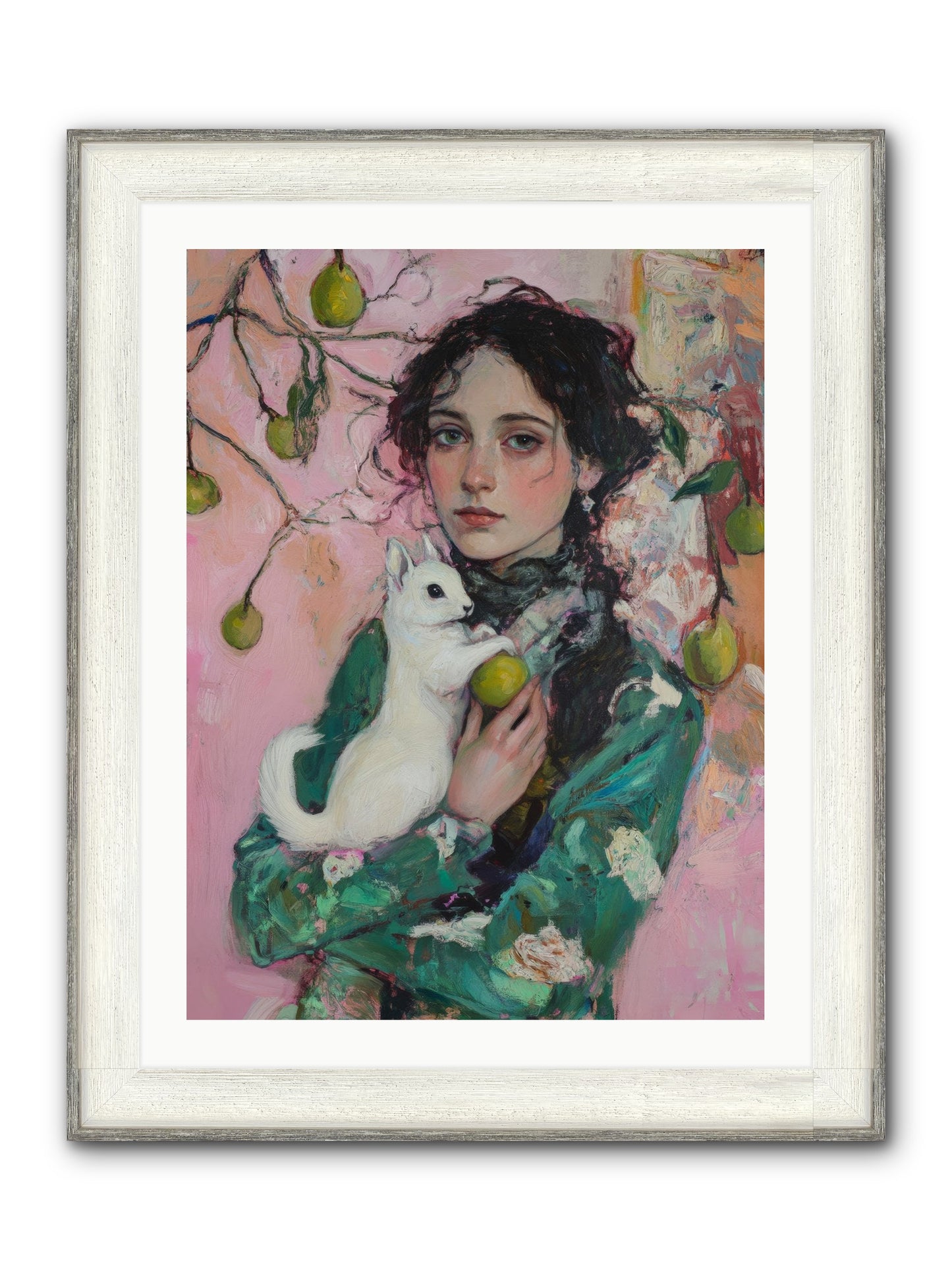 Winter Squirrel Keeper Framed Print - Driftwood White 24x32