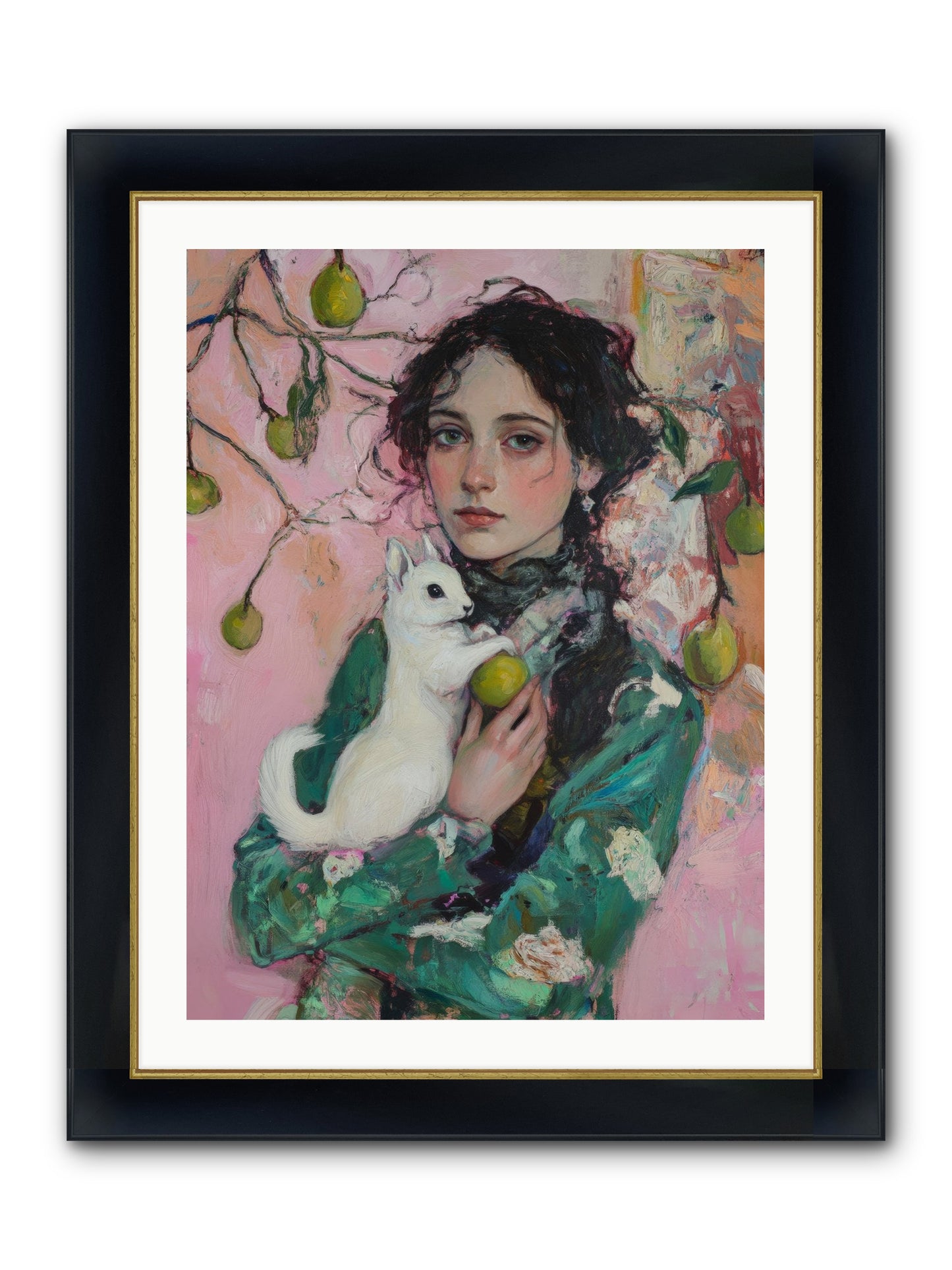 Winter Squirrel Keeper Framed Print - Wide Black w/Gold 24x32