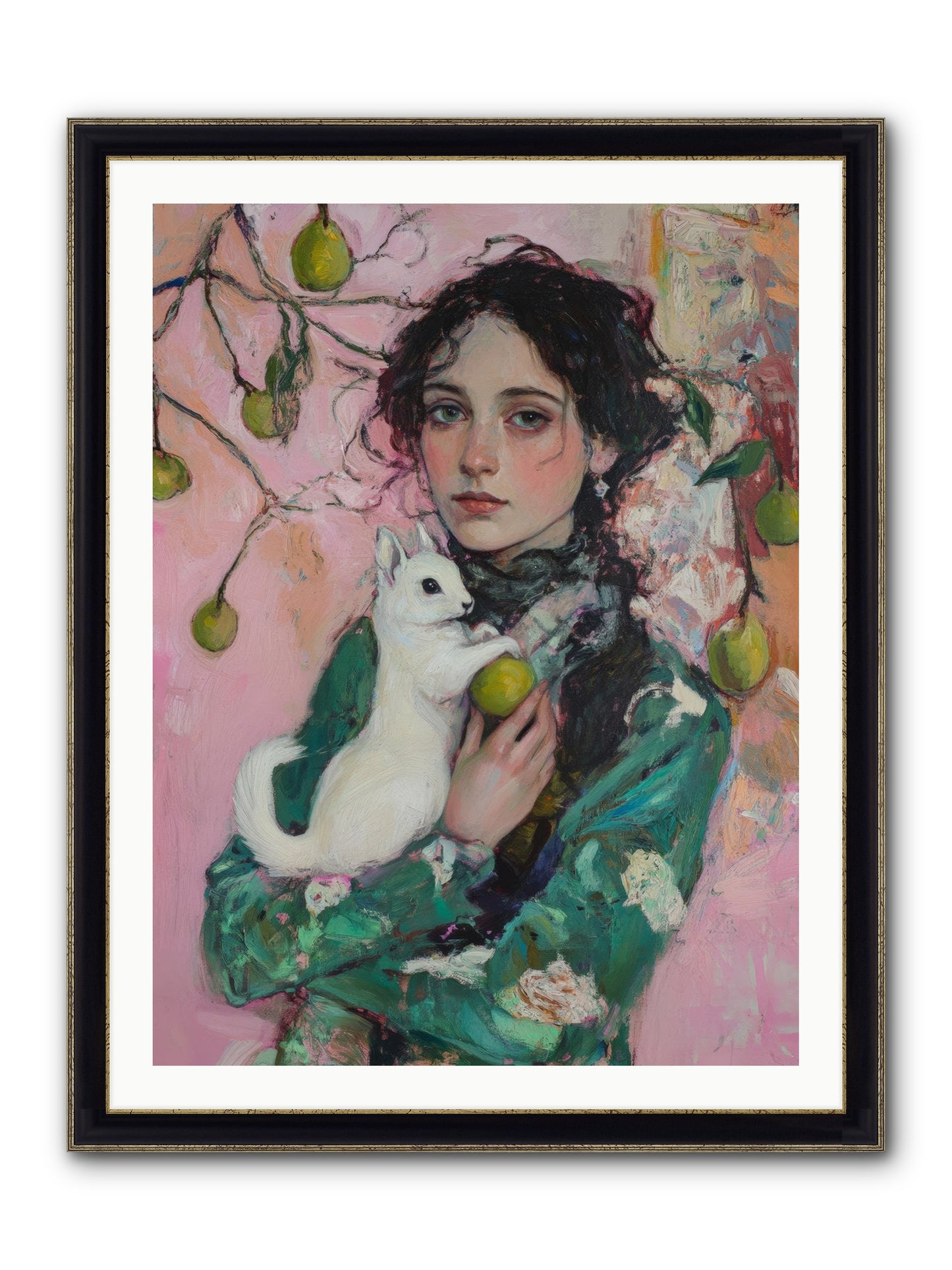 Winter Squirrel Keeper Framed Print - Black & Gold 30x40