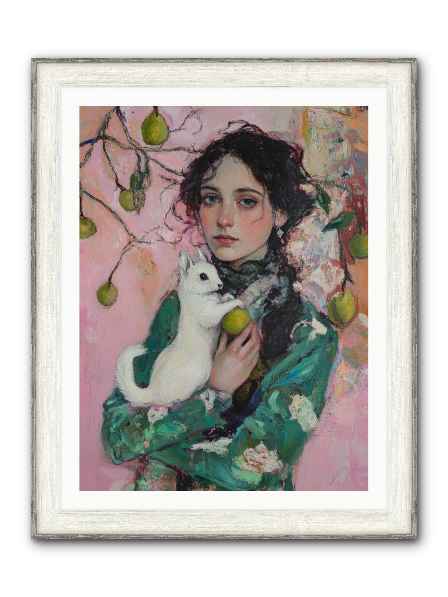 Winter Squirrel Keeper Framed Print - Driftwood White 30x40
