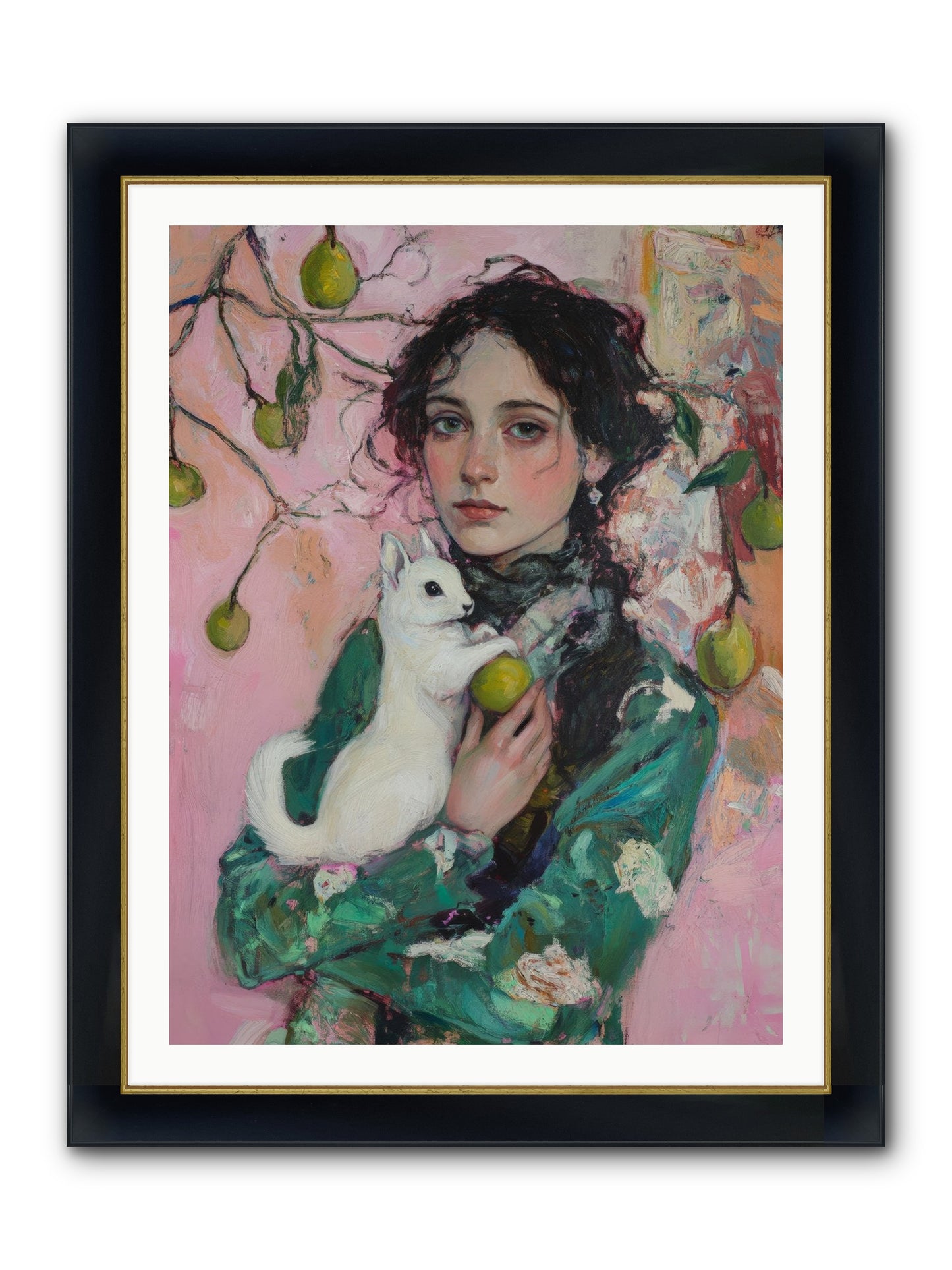 Winter Squirrel Keeper Framed Print - Wide Black w/Gold 30x40