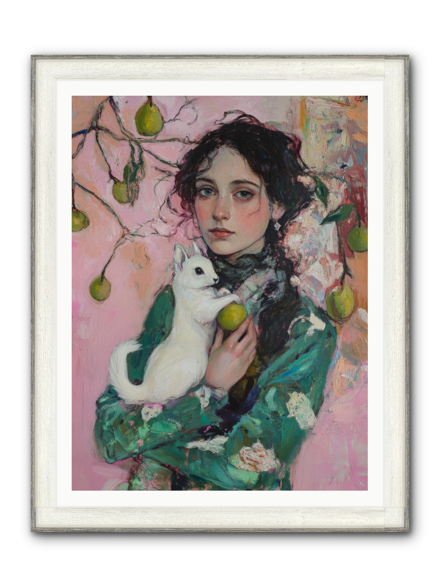 Winter Squirrel Keeper Framed Print - Driftwood White 36x48