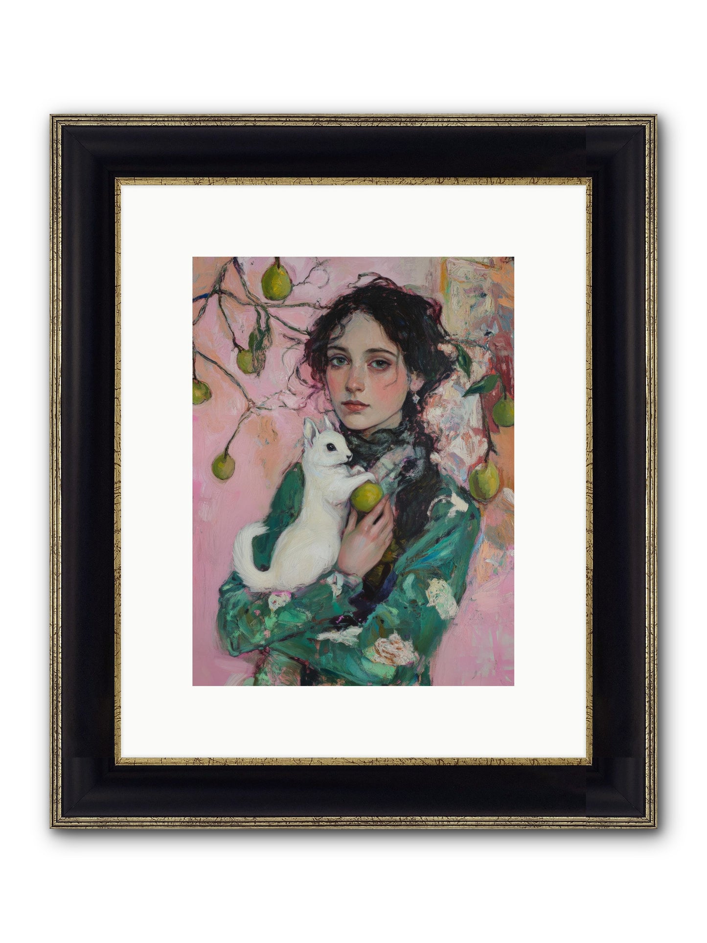 Winter Squirrel Keeper Framed Print - Black & Gold 9x12
