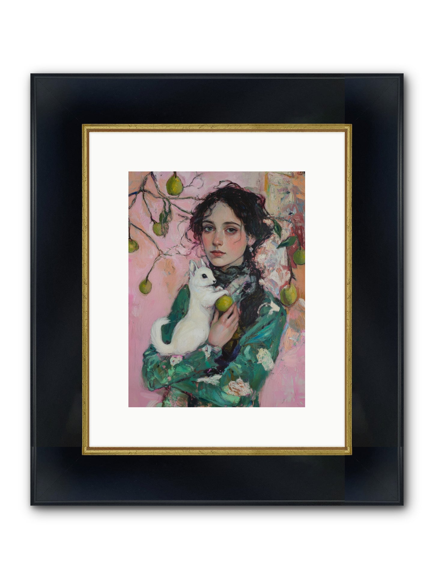 Winter Squirrel Keeper Framed Print - Wide Black w/Gold 9x12