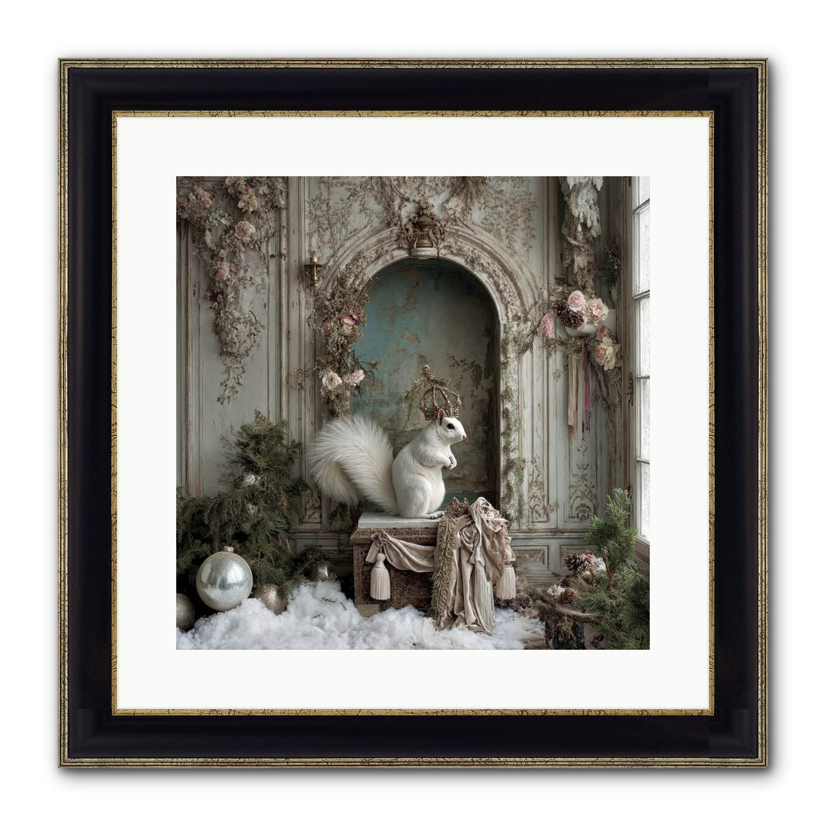 Wishes Wrapped In Starlight Framed Print - Black & Gold 16x16