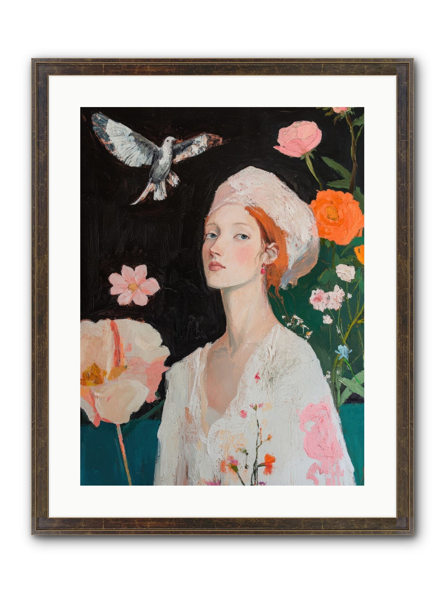 Wisteria Nightingale Framed Print - Slimwoods Black/Gold 18x24