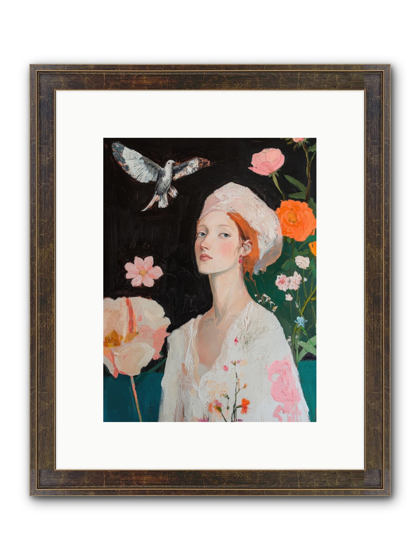 Wisteria Nightingale Framed Print - Slimwoods Black/Gold 9x12