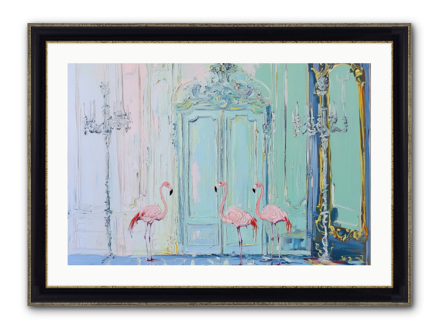 Wonderland Waiting Framed Print - Black & Gold 30x20