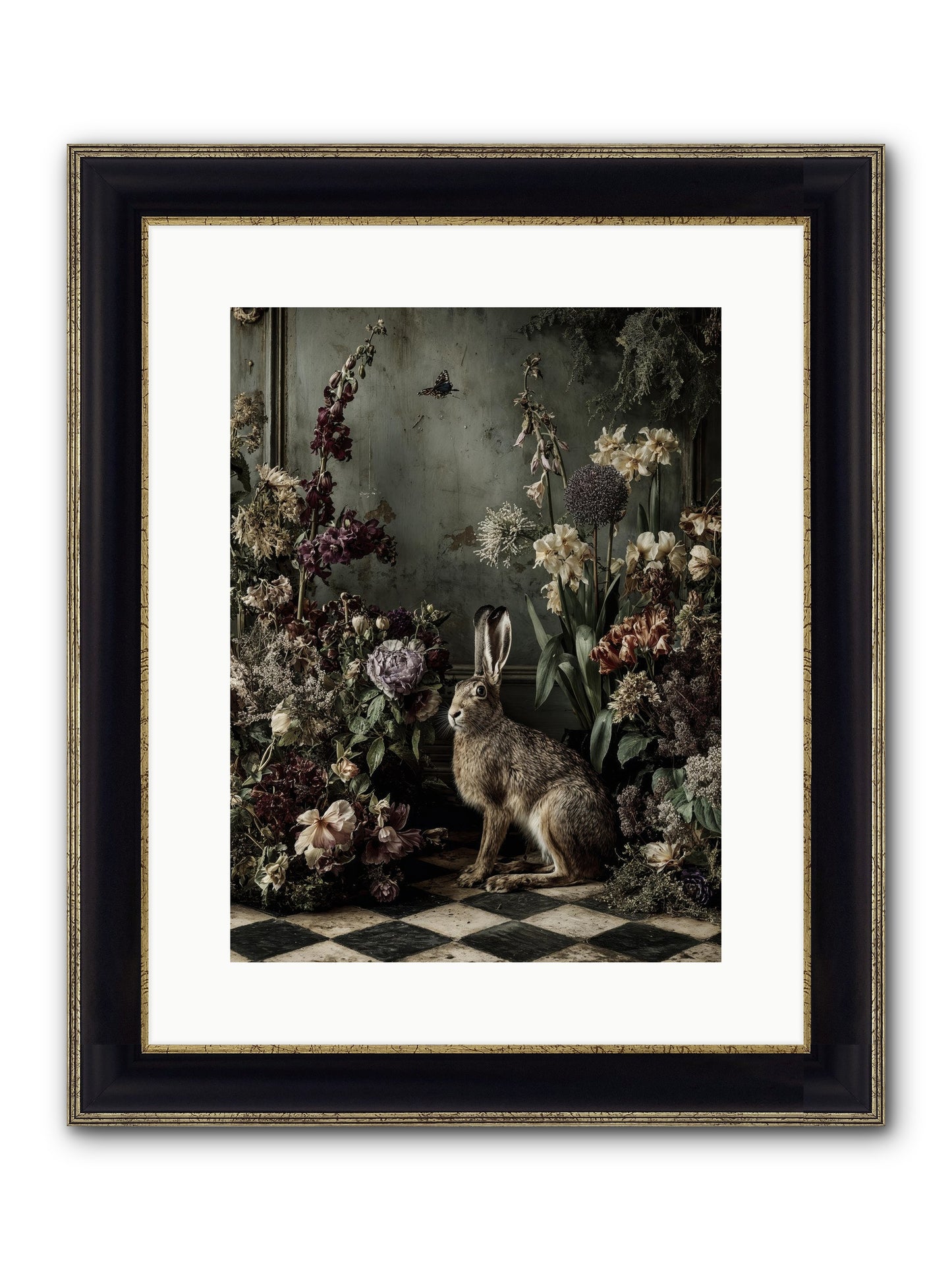 Woodland Enchantress Framed Print - Black & Gold 12x16