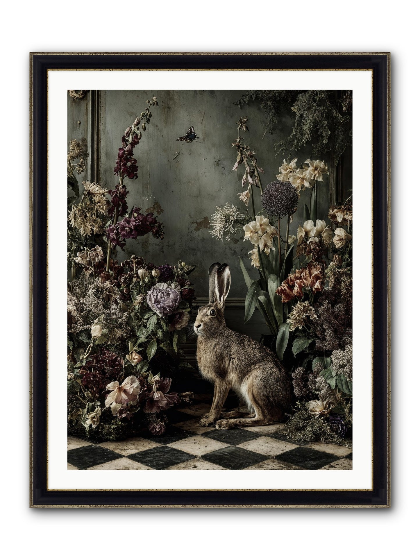 Woodland Enchantress Framed Print - Black & Gold 30x40