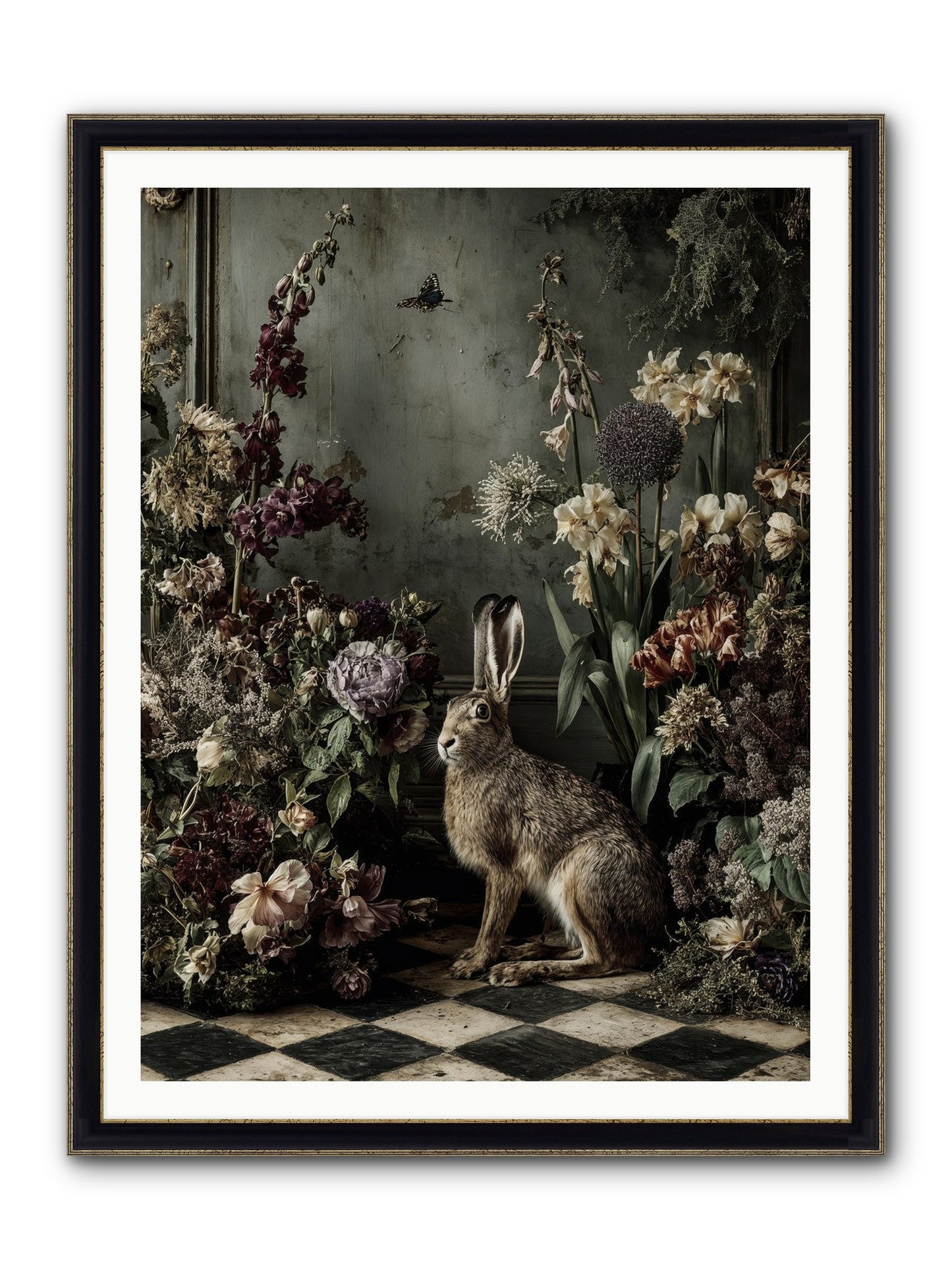 Woodland Enchantress Framed Print - Black & Gold 36x48