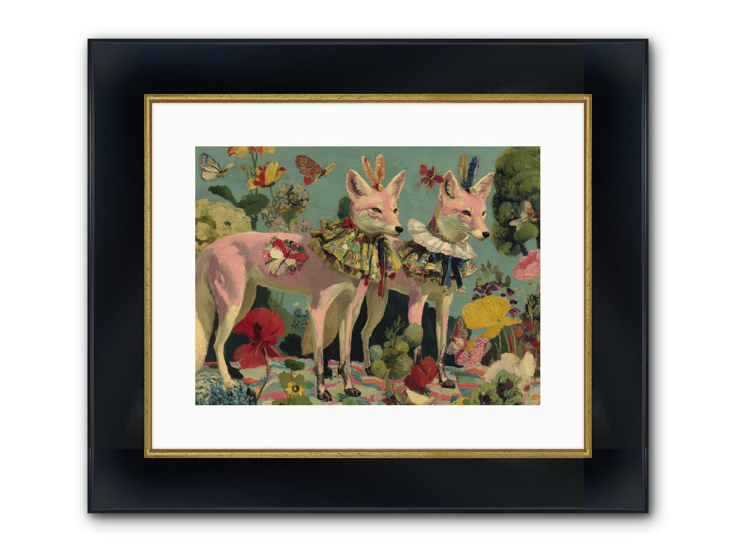 Woodland Haze Framed Print - Wide Black w/Gold 16x12