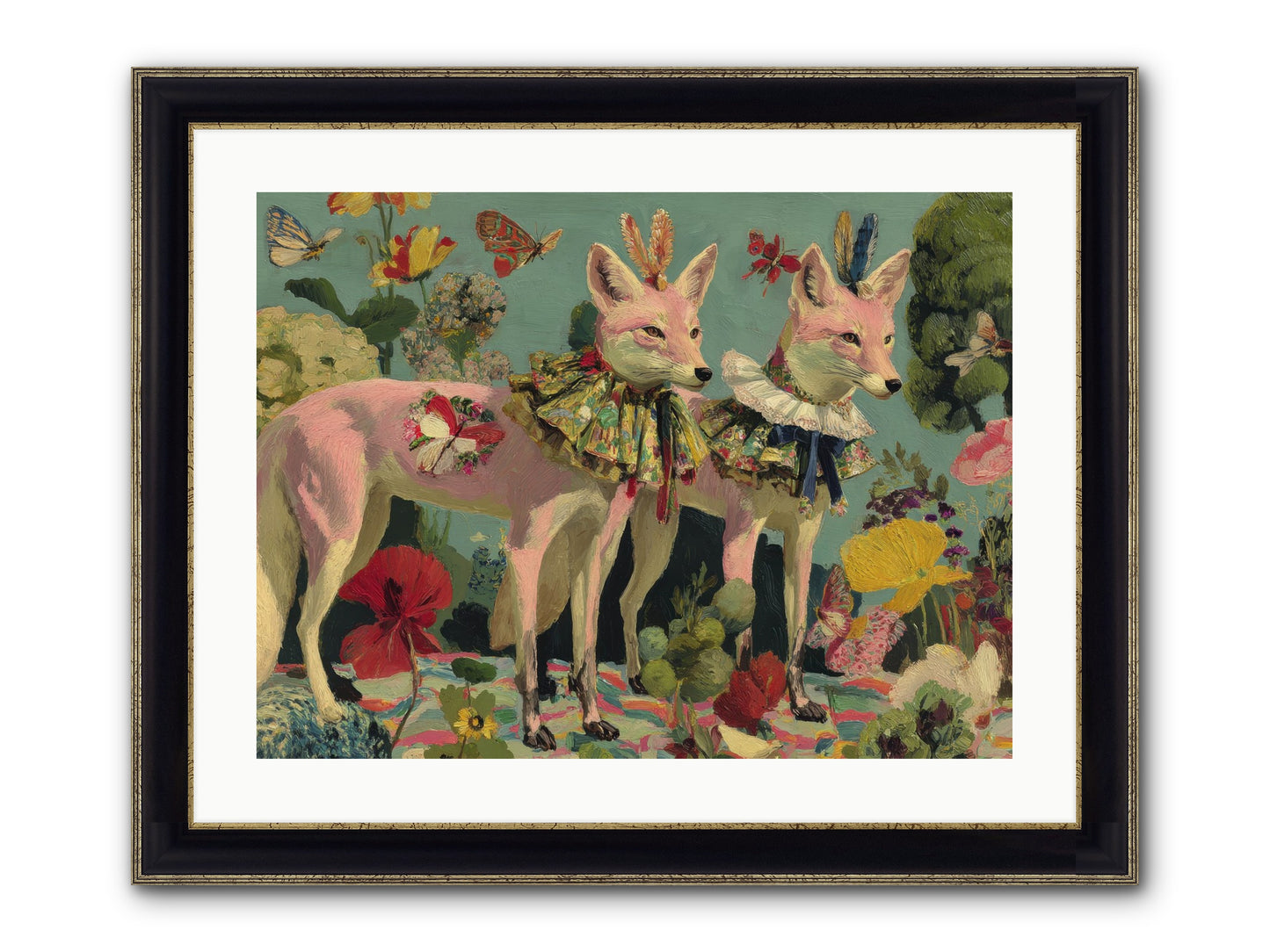 Woodland Haze Framed Print - Black & Gold 24x18
