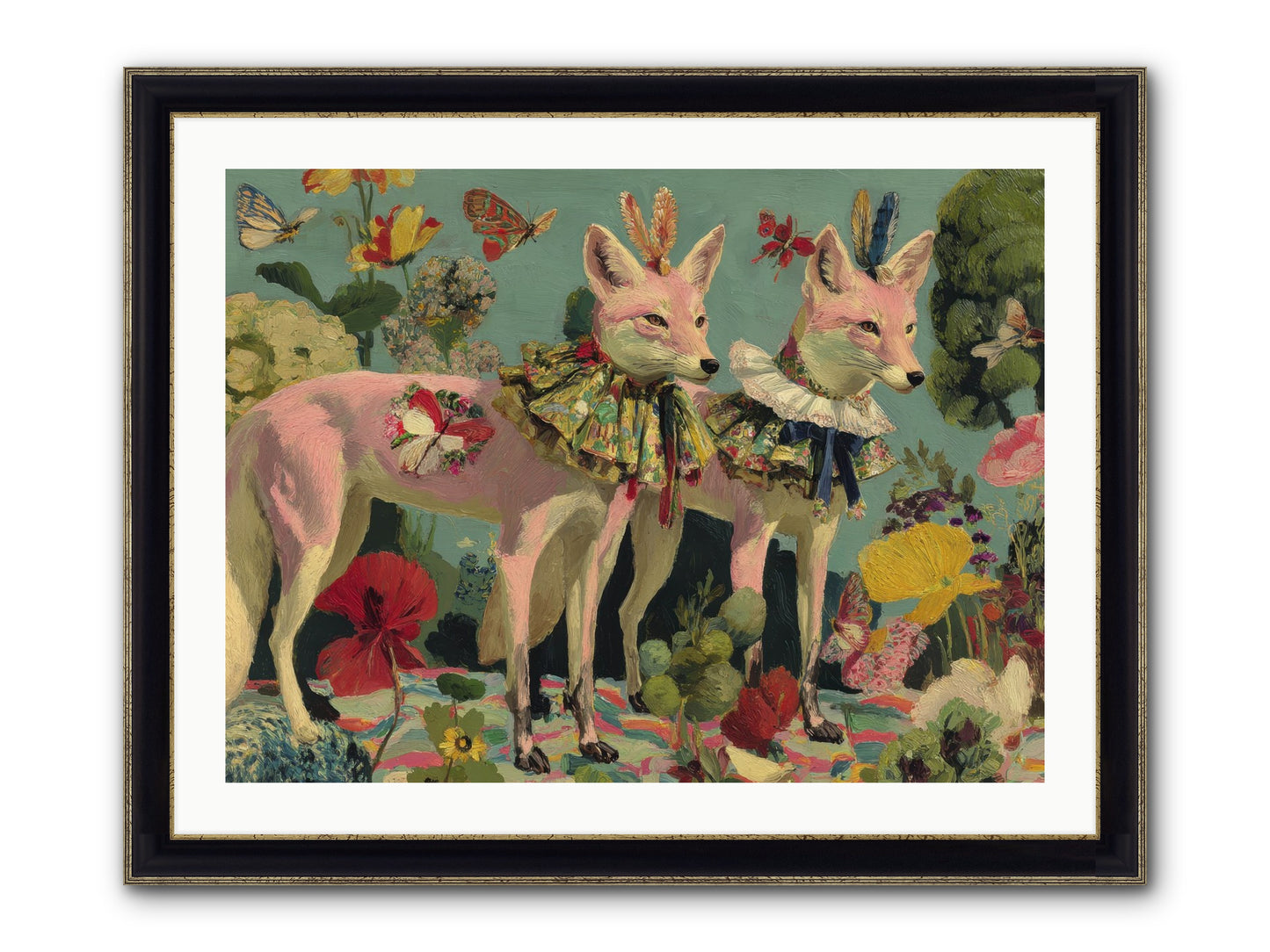 Woodland Haze Framed Print - Black & Gold 32x24