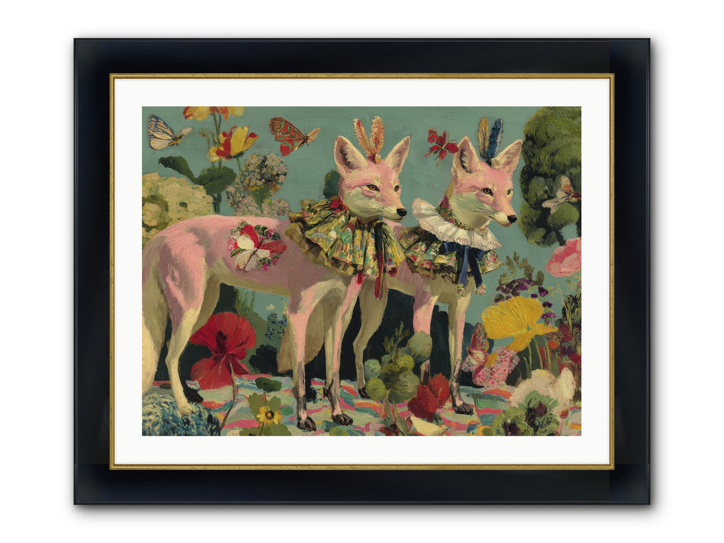 Woodland Haze Framed Print - Wide Black w/Gold 32x24