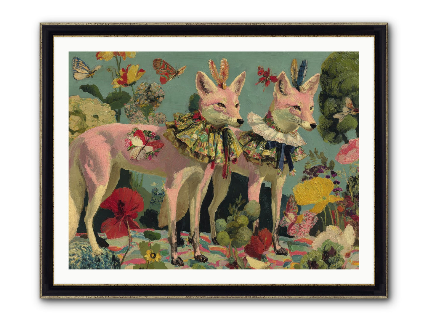 Woodland Haze Framed Print - Black & Gold 40x30