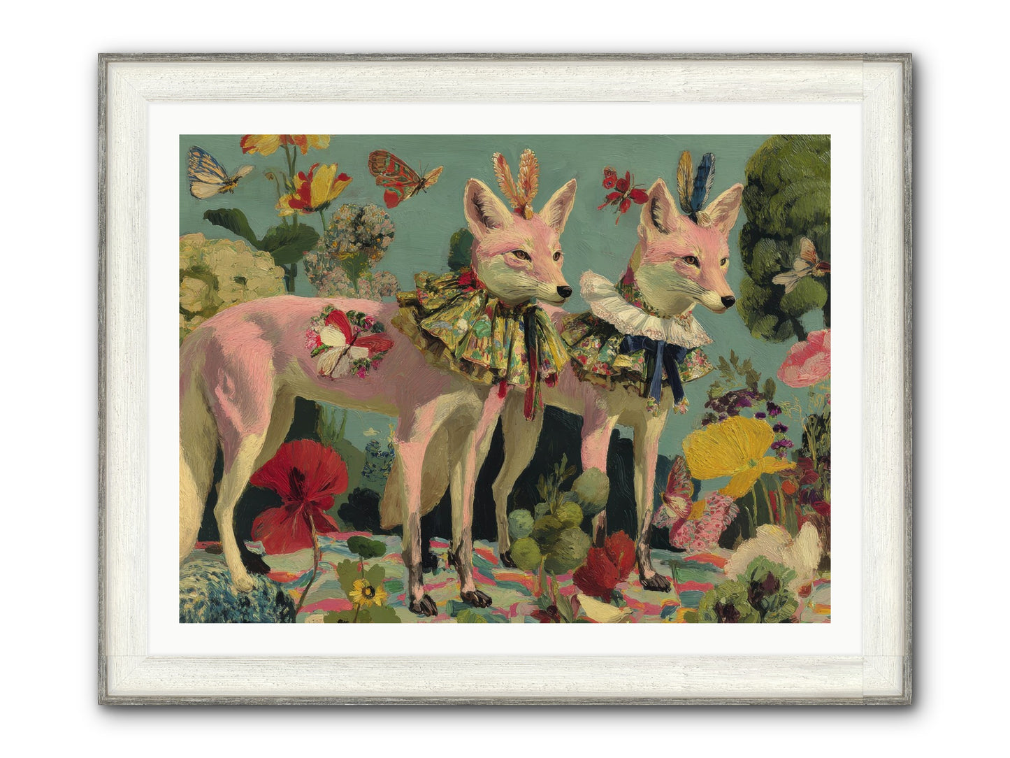 Woodland Haze Framed Print - Driftwood White 40x30